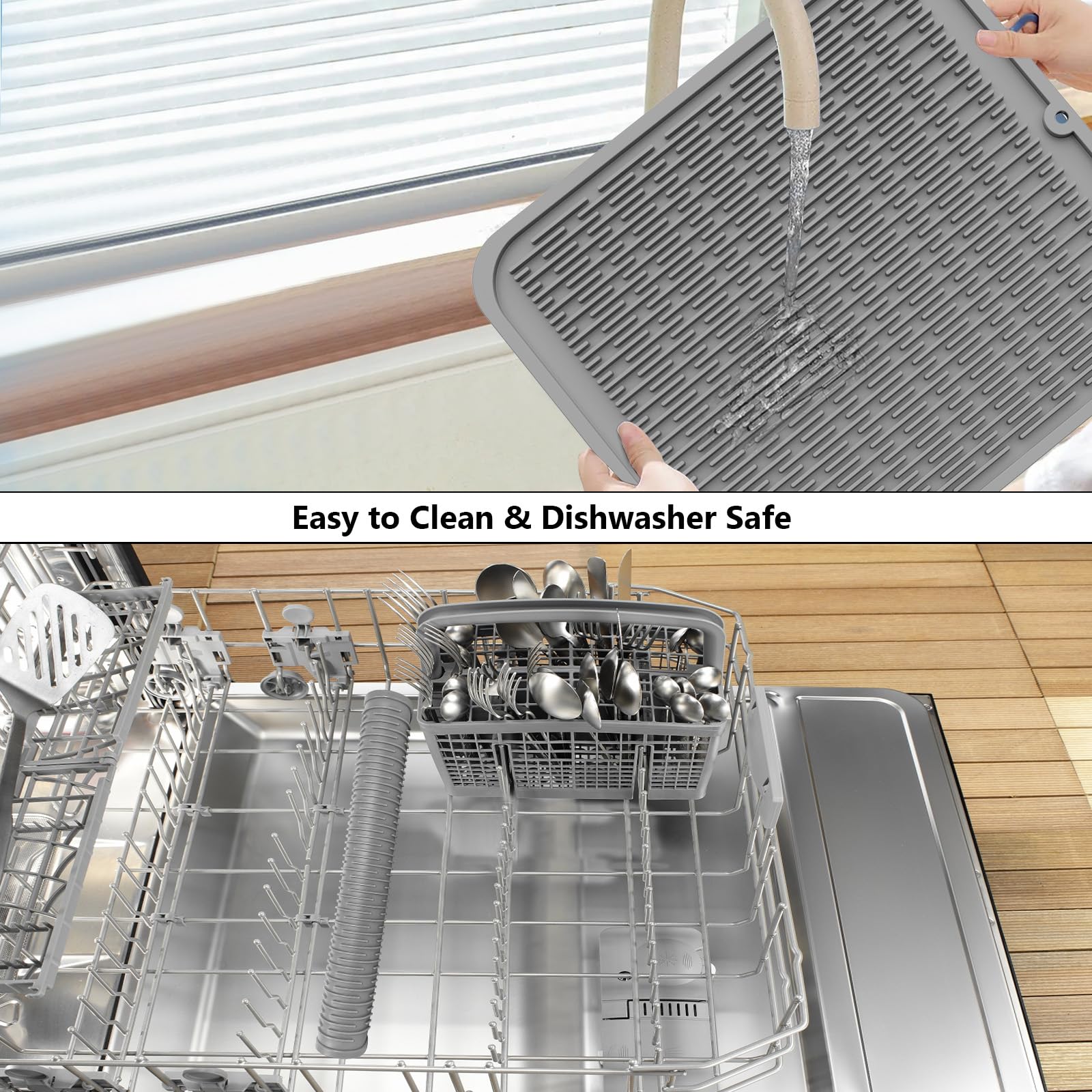 2 Pcs Heavy Duty Silicone Dish Drying Mat (2 Count)