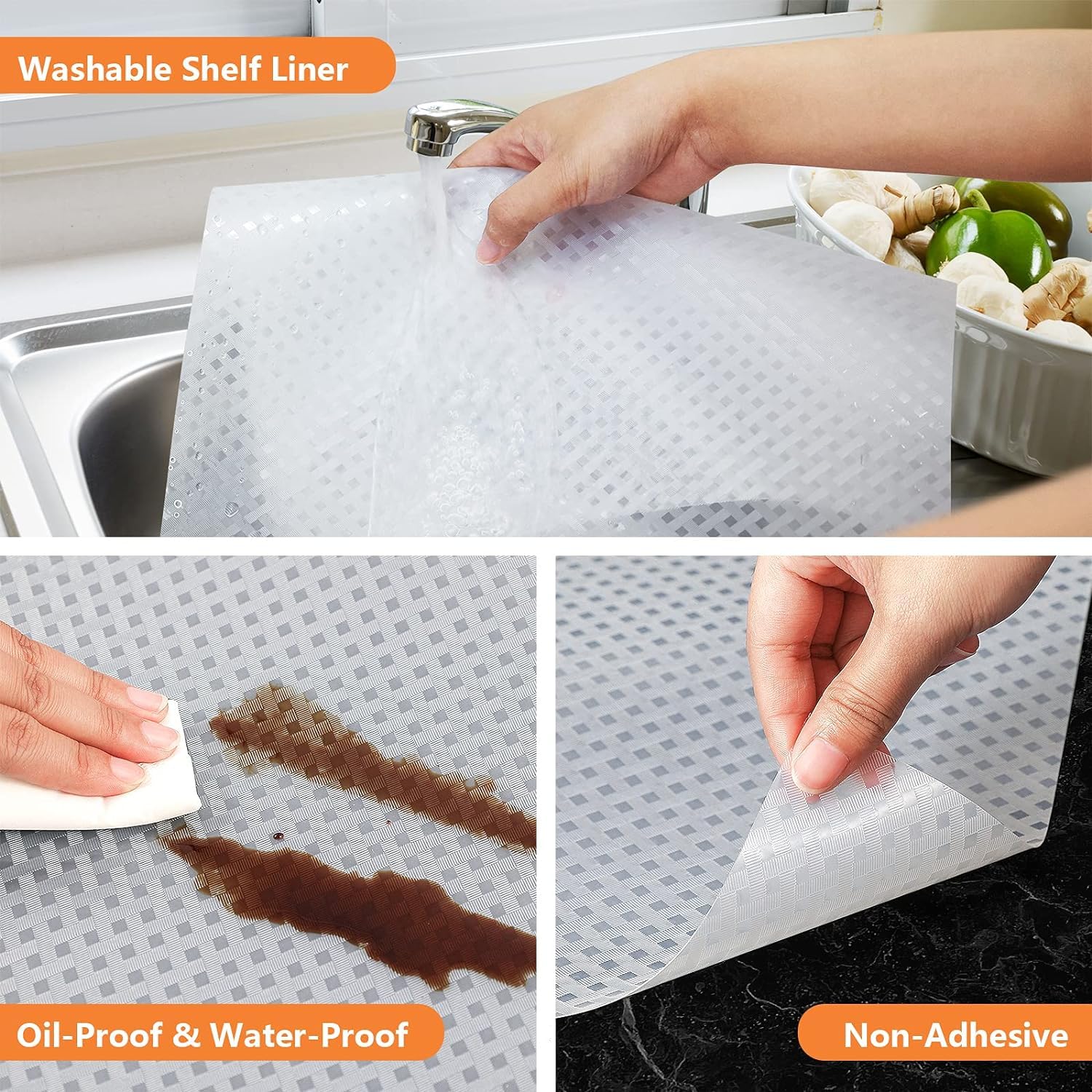 Shelf Liners for Kitchen Cabinets Non Adhensive (837.44 sq inches)