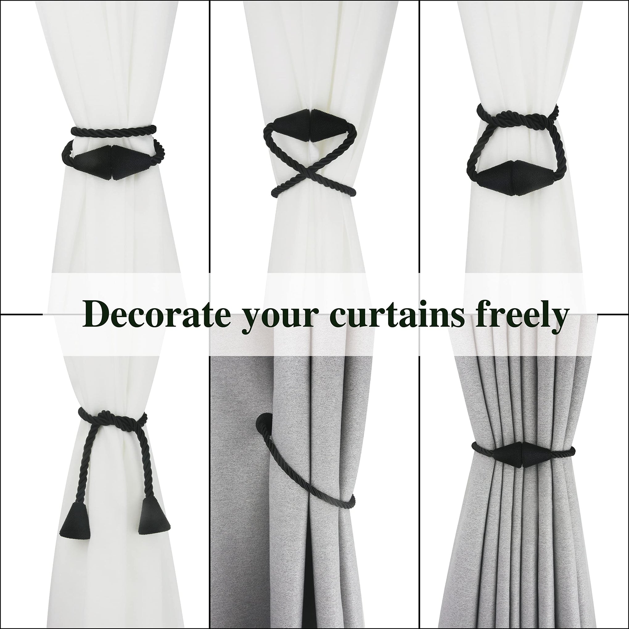 Magnetic Curtain Tiebacks Rope Decorative Holdbacks for Drapes Nieffeiy