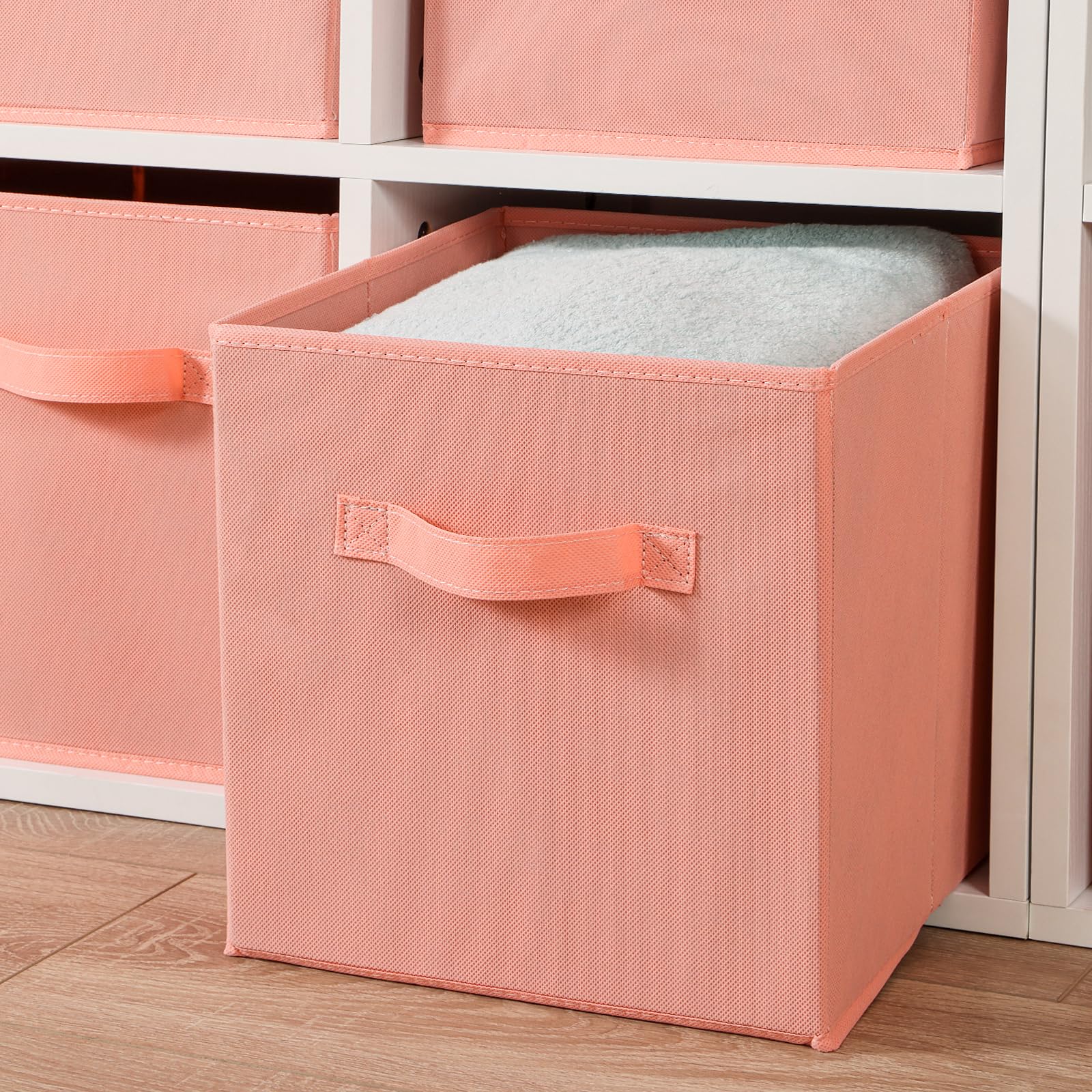 13x13x13 Inch Fabric Storage Bins 6 Pack Fun Colored Durable Storage Cubes with Handles Foldable Cube Baskets for Home (6 Count)