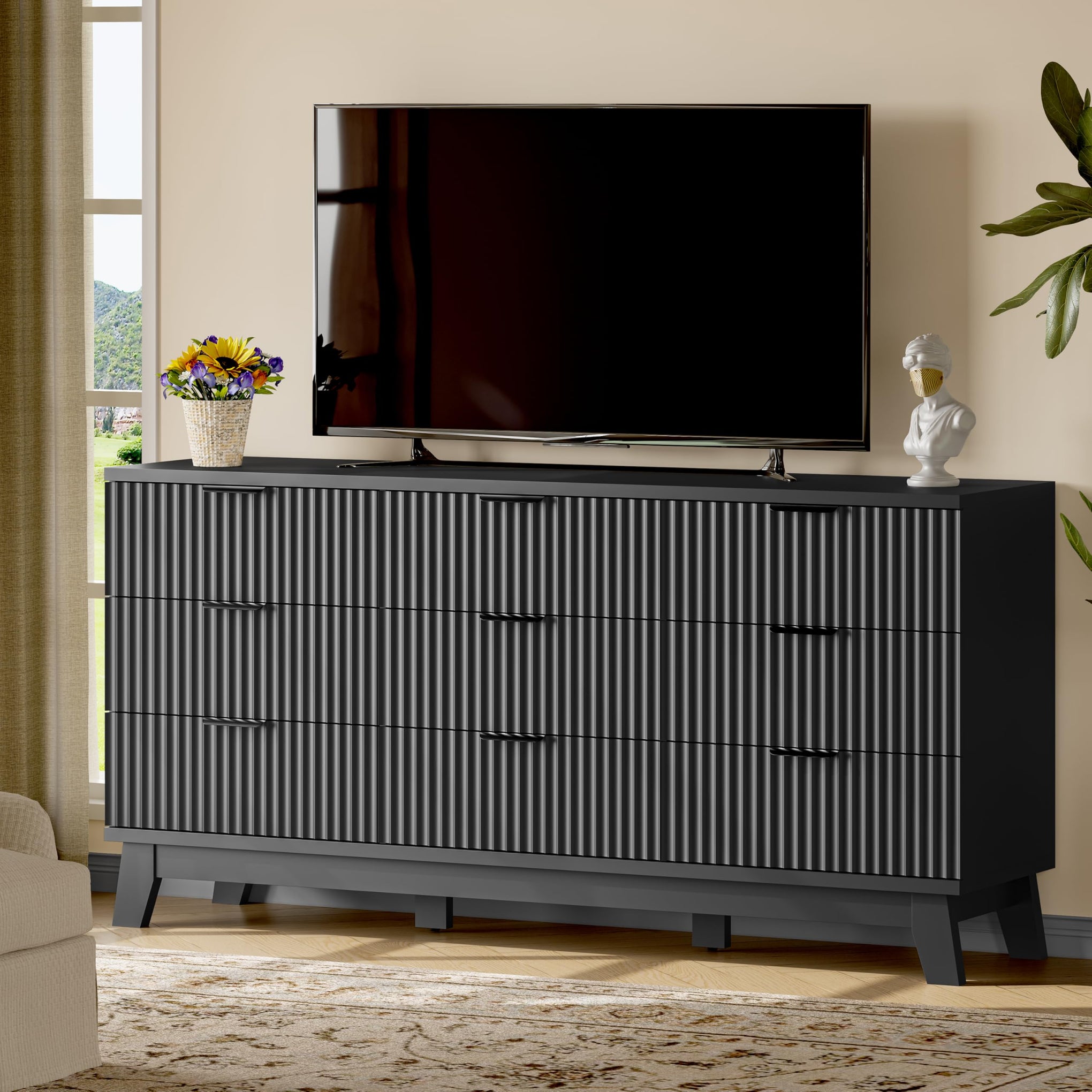 Fluted Dresser with 9 Drawers