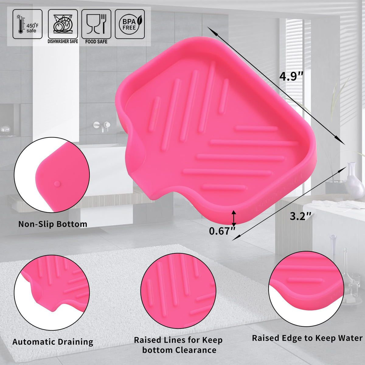 Silicone Soap Dish with Drain Spout