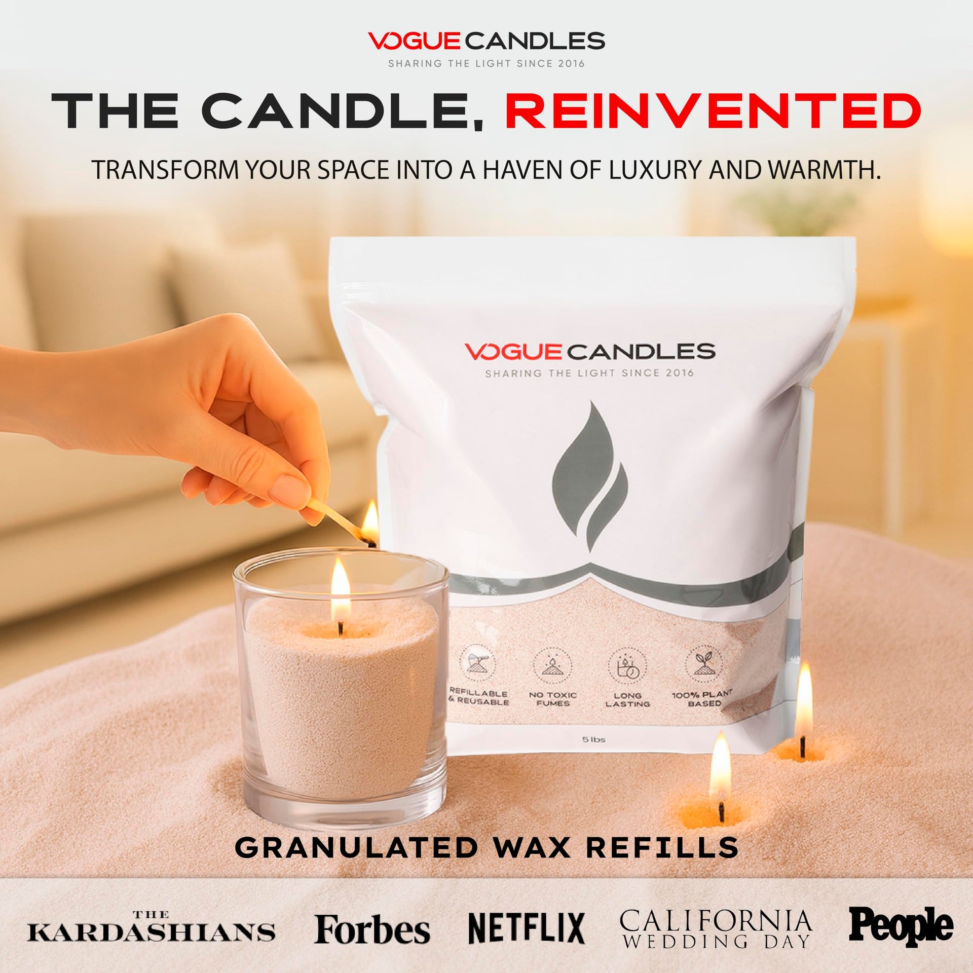 Vogue Candles Nude Pearled Candle Sand Wax (80 Ounce)