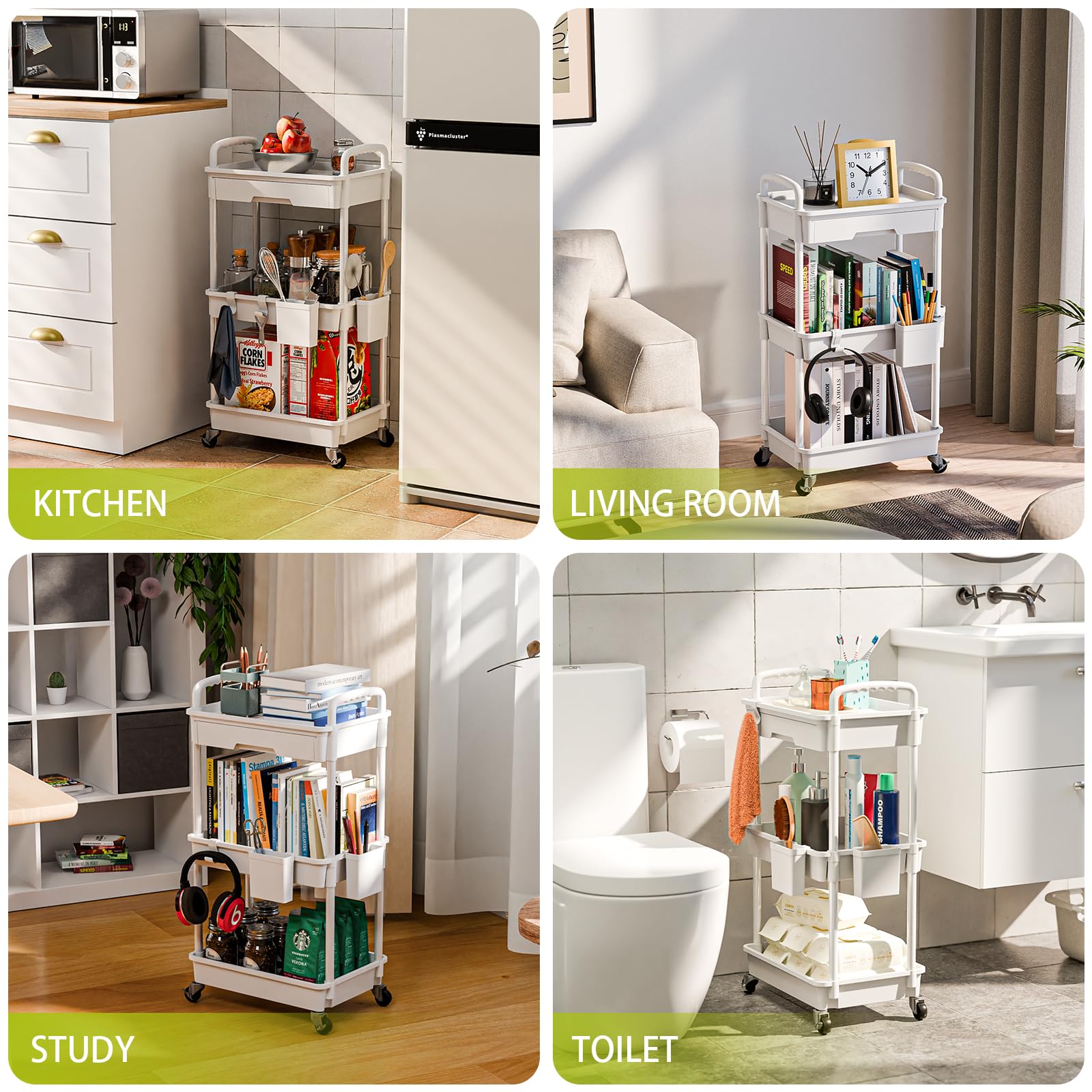 3 Tier Rolling Cart Organizer