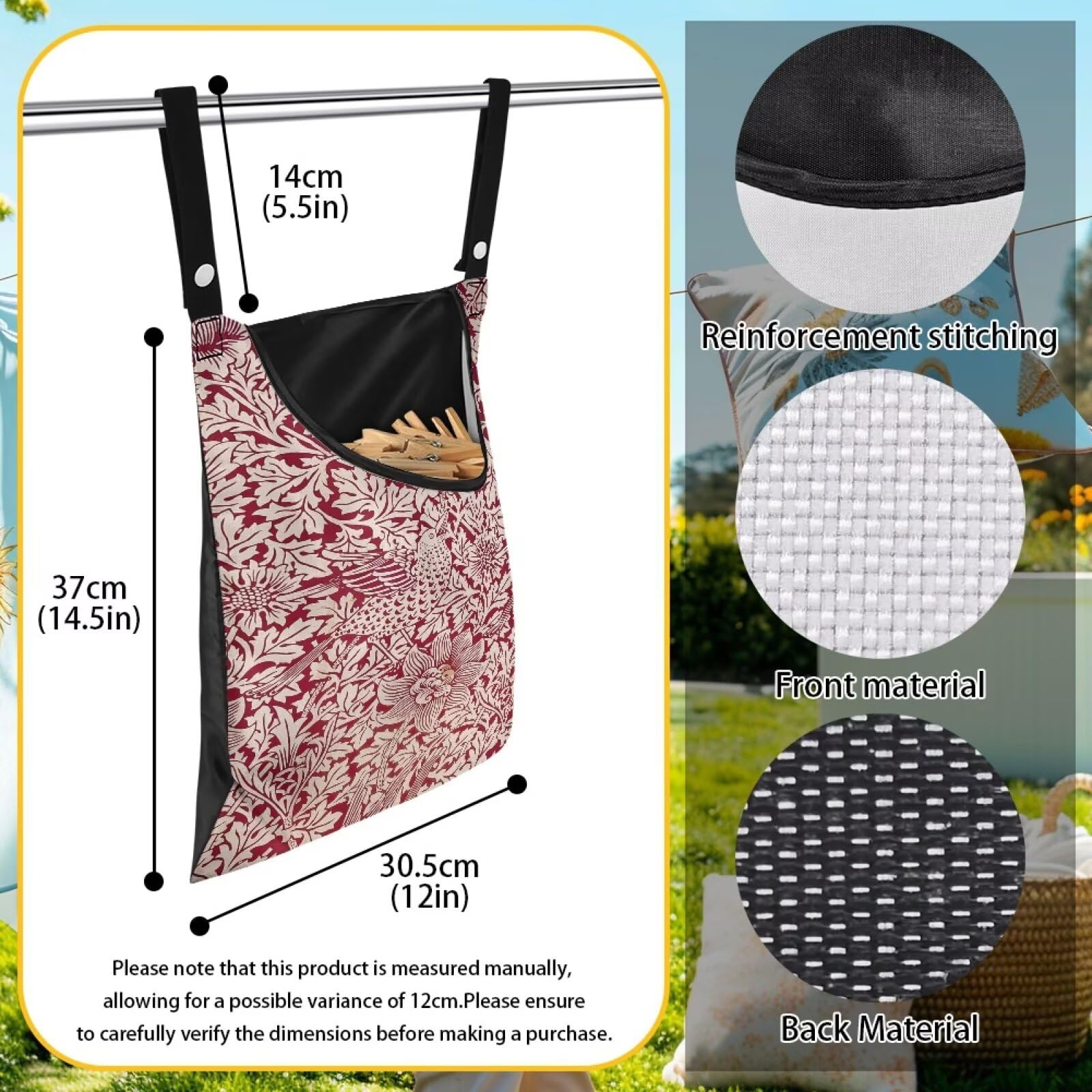 Strength Clothespin Bag 14.5x12 Inches