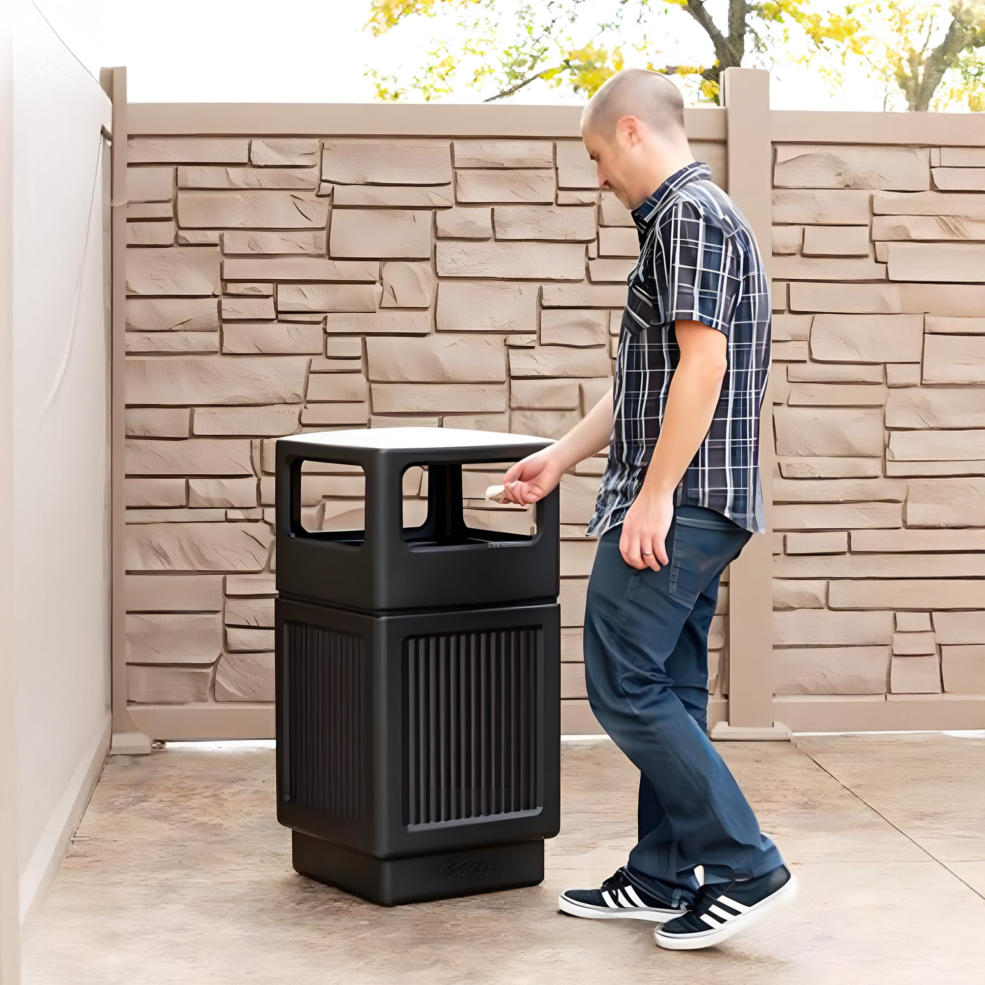 Canmeleon Recessed Panel Indoor Outdoor Trash Can