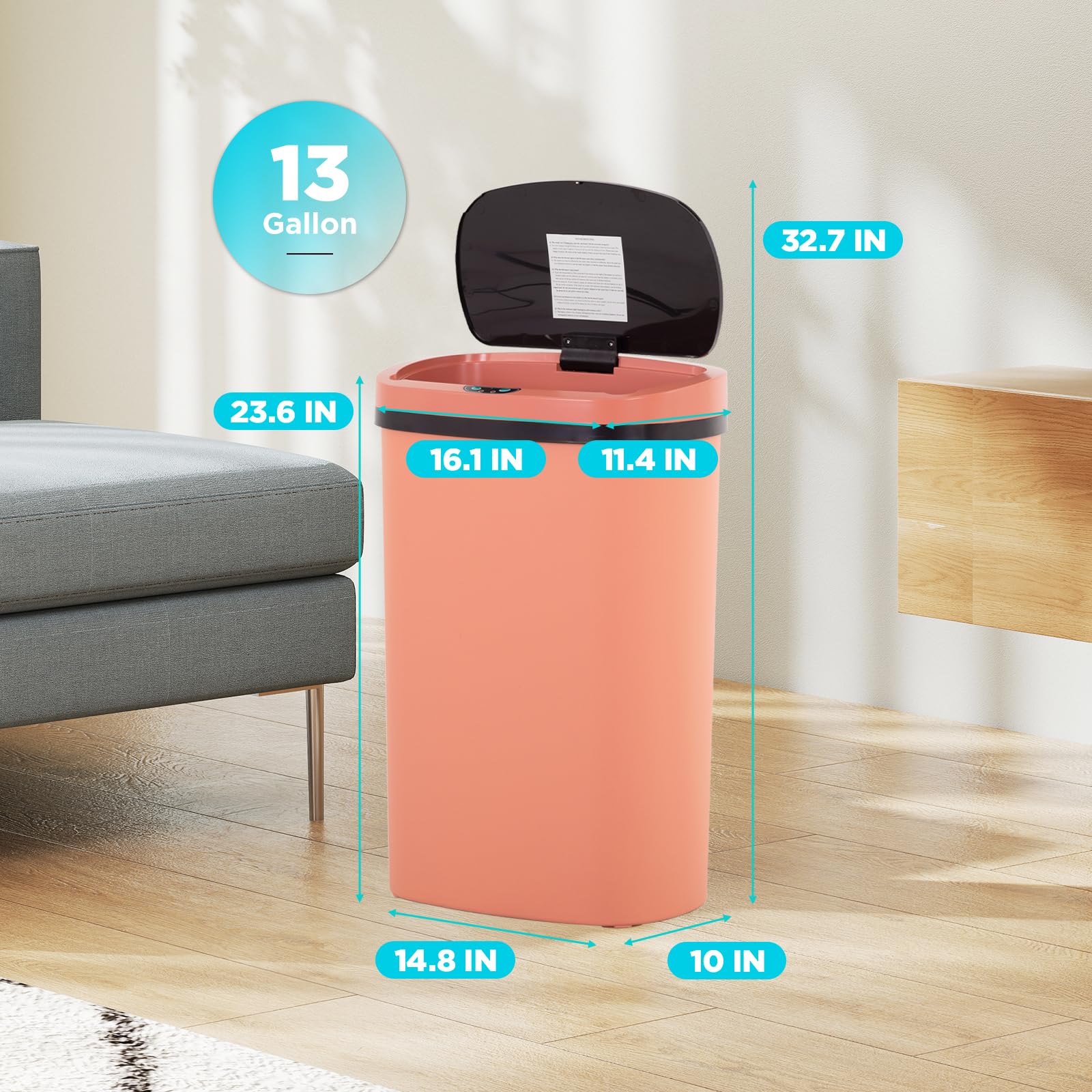Automatic Motion Sensor Bathroom Trash Can with Lid