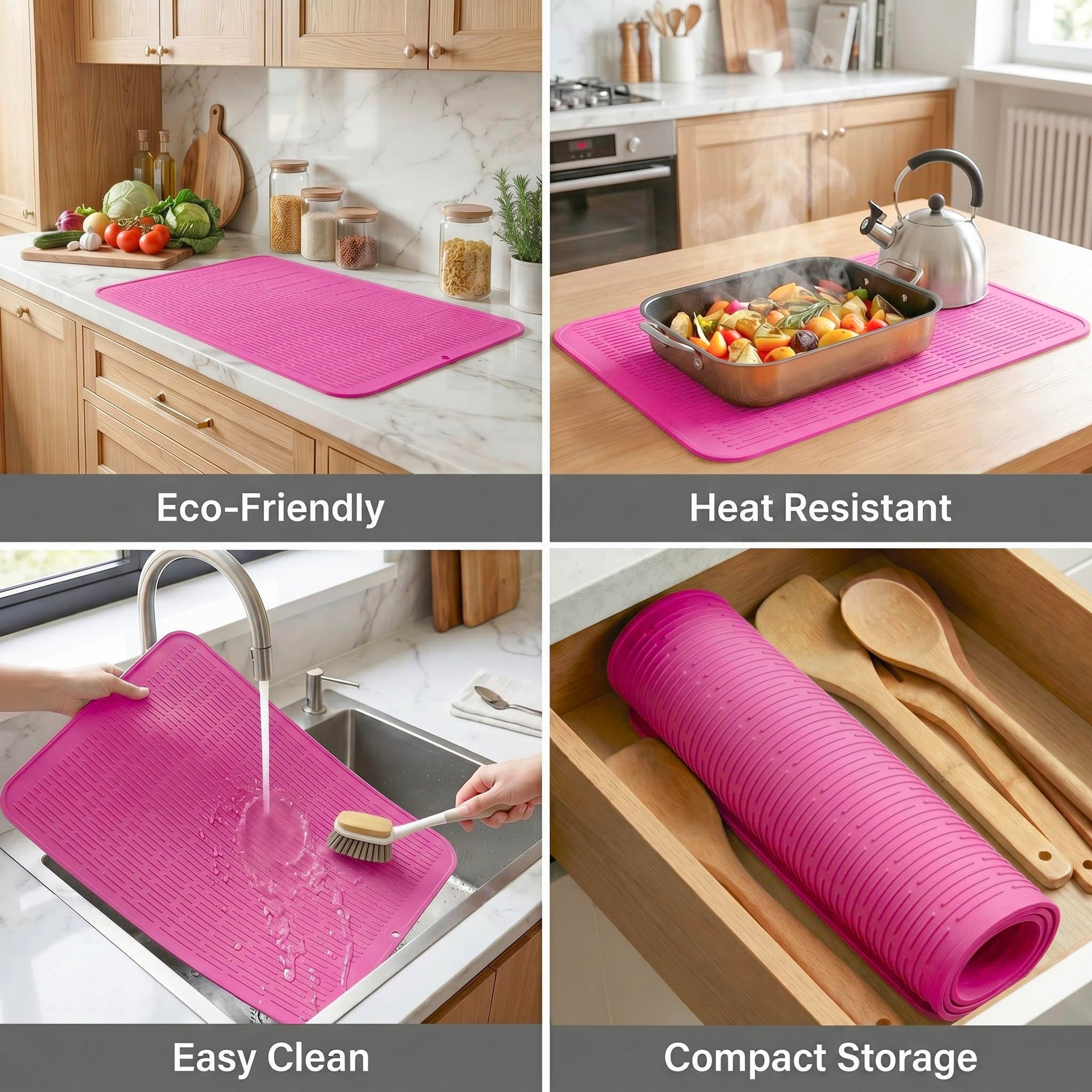 Silicone Dish Drying Mat for Multiple Usage