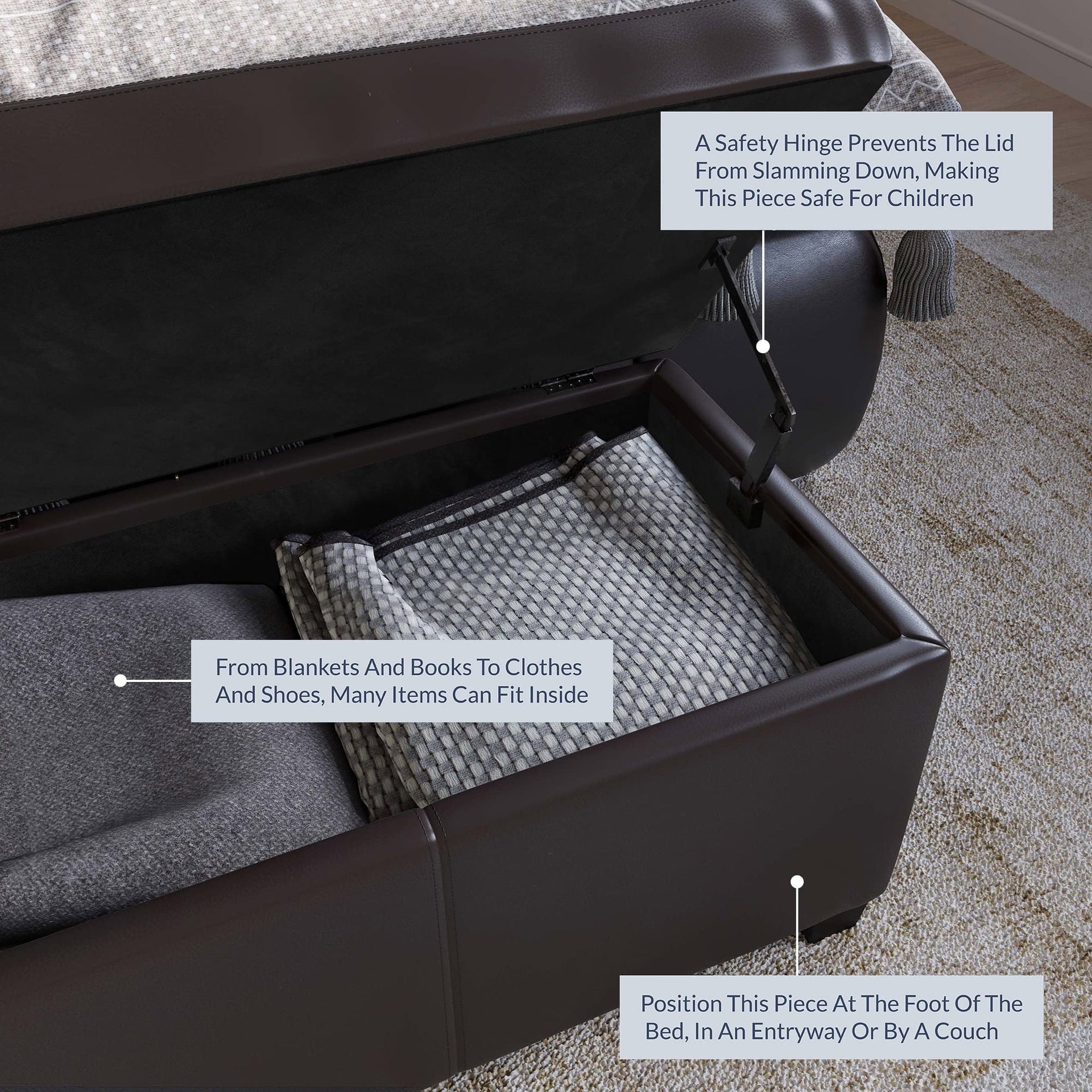 Storage Faux Leather Ottoman