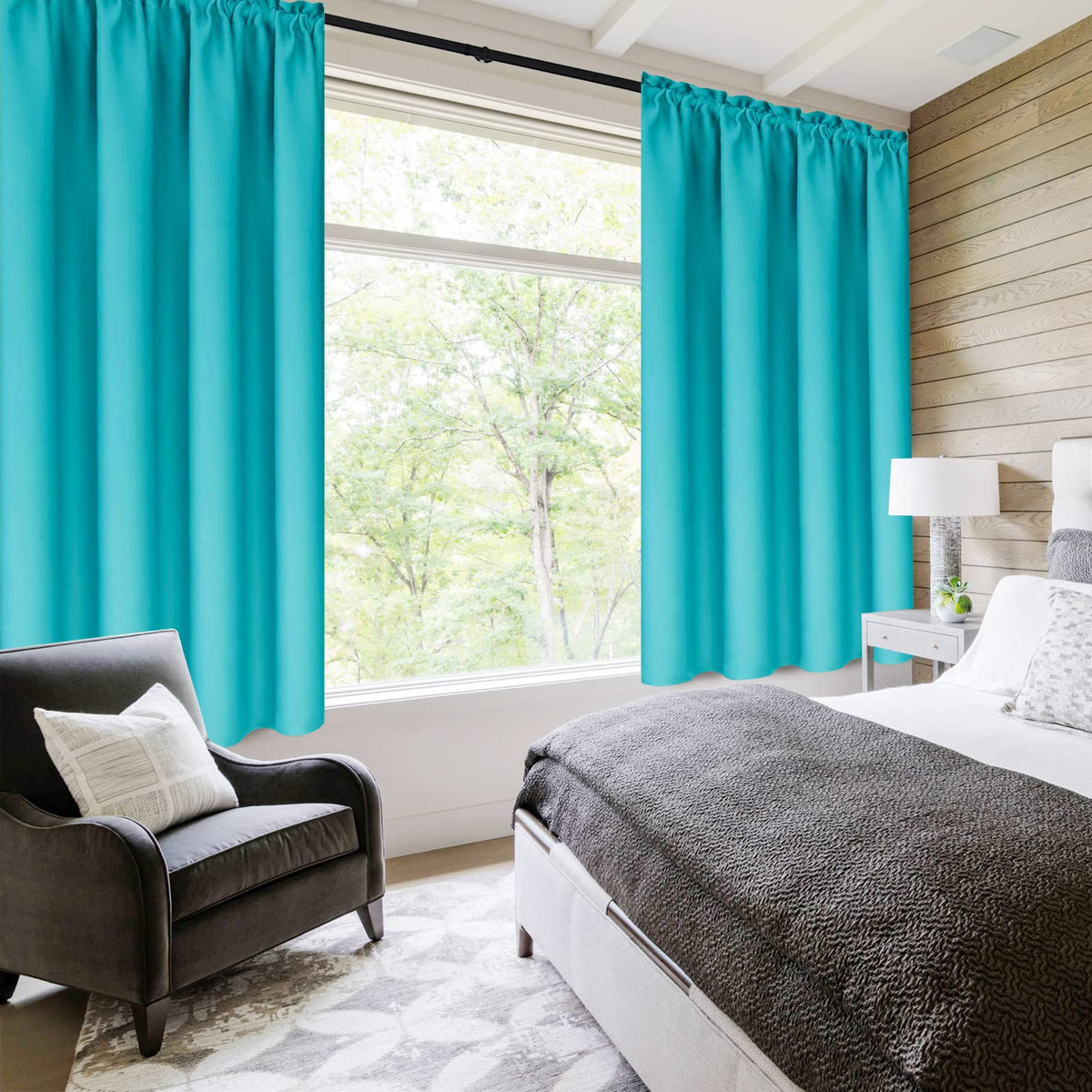 Blackout Curtains for Bedroom Living Room 38 x 63 Inch Long Turquoise (2 Count)