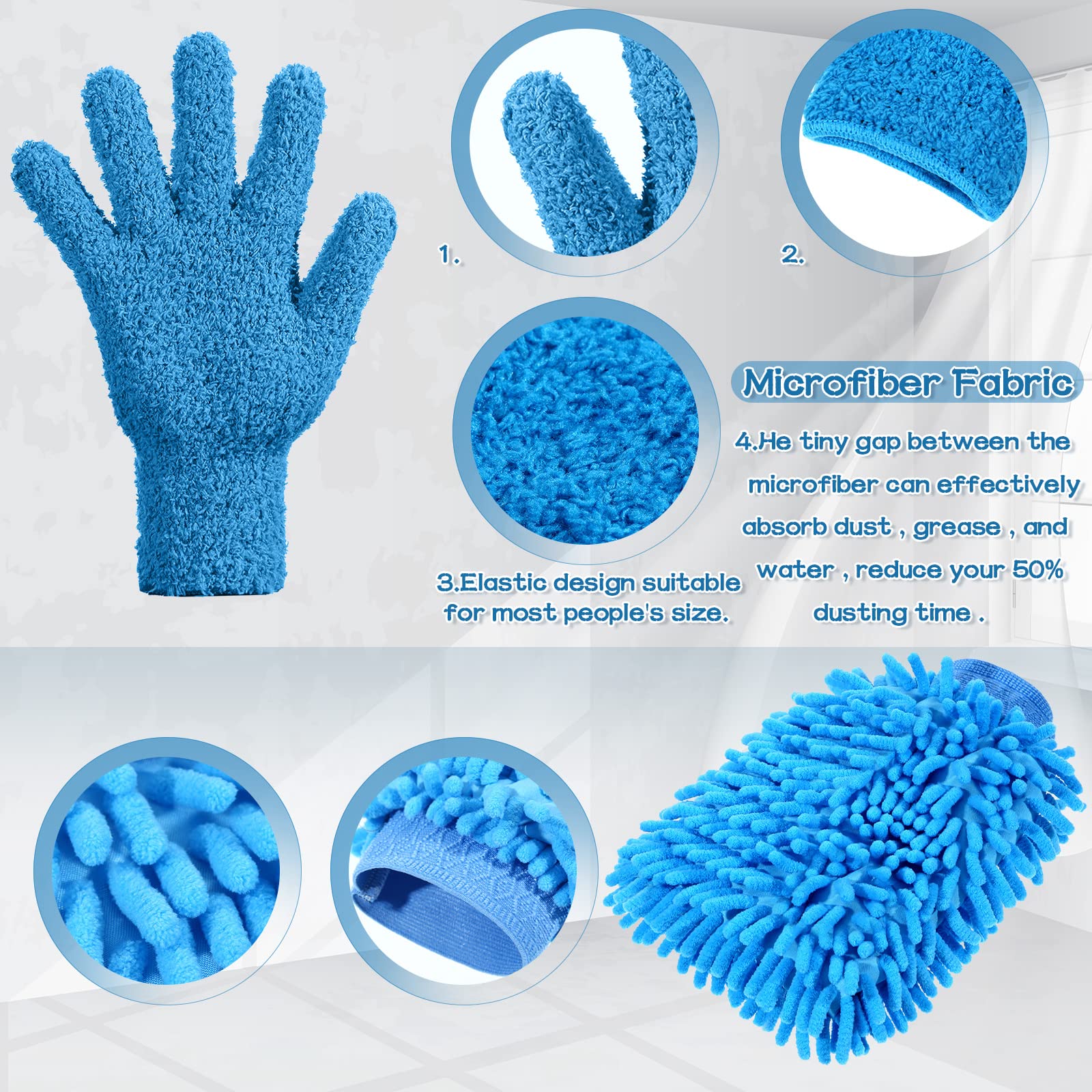 6 Pcs Micro Dusting Mitt Plant Cleaning