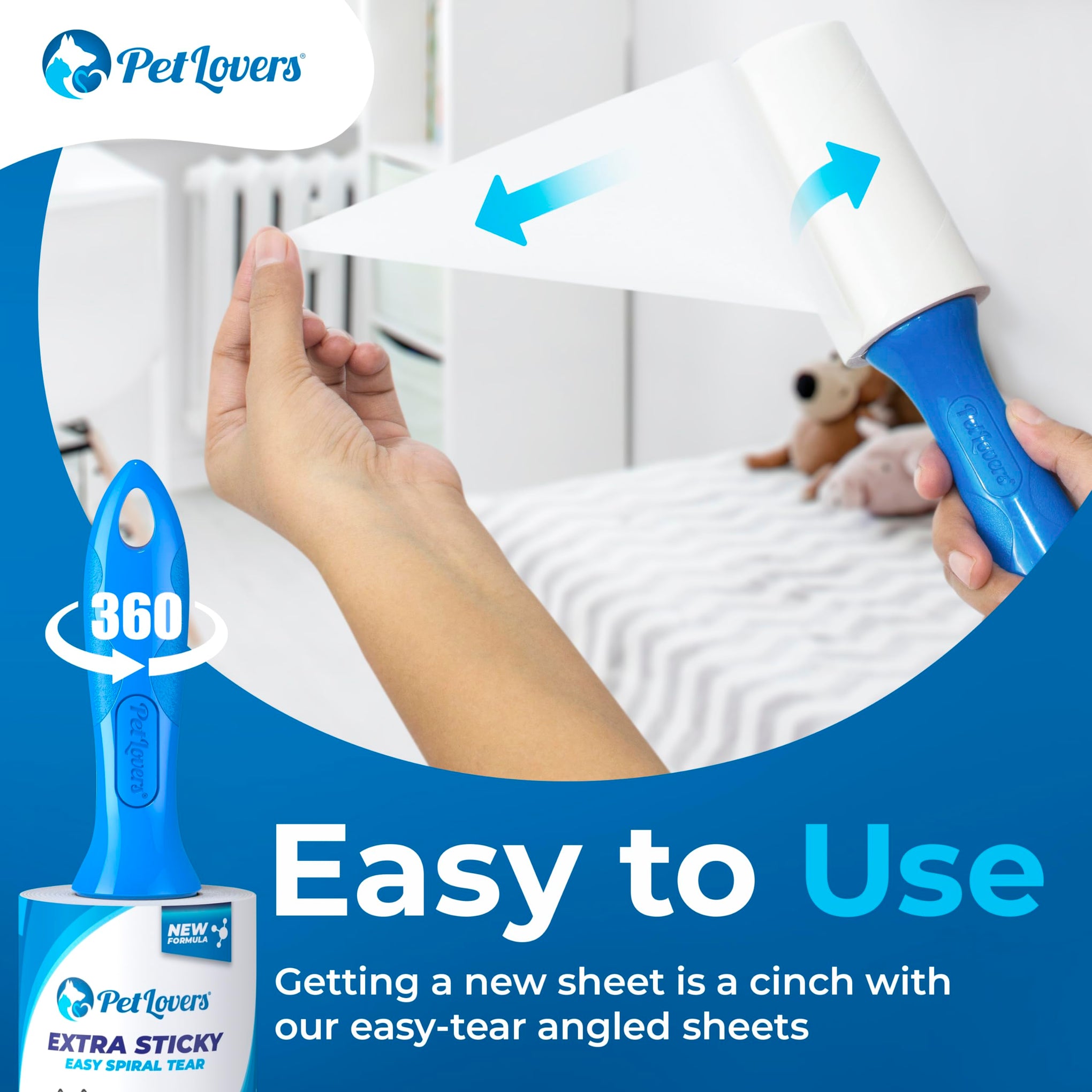Extra Sticky Lint Roller Mega Value Set 600 Sheets for Pet Hair Removal (6 Count)