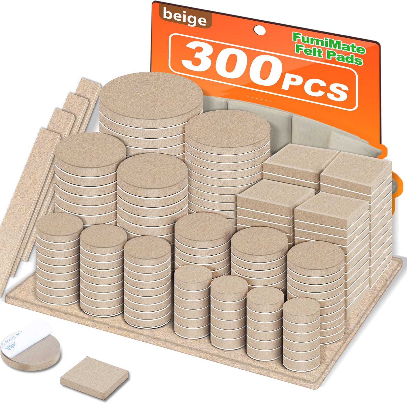 Felt Furniture Pads 300 Pieces (300 Count)