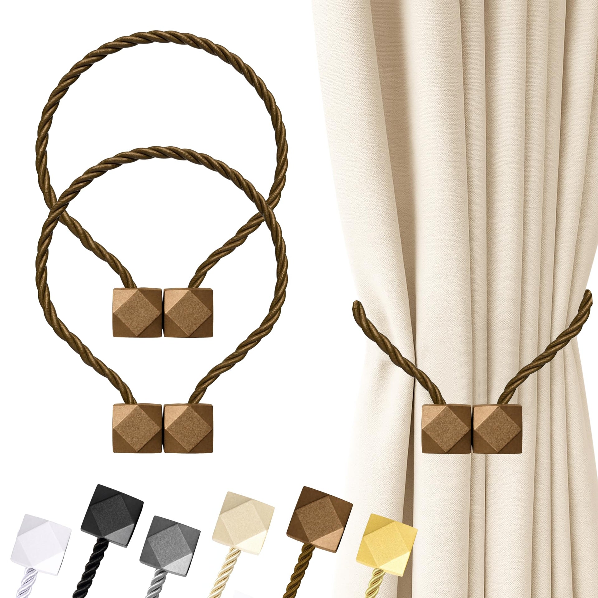 Magnetic Curtain Tiebacks Dark Brown 2pcs (2 Count)