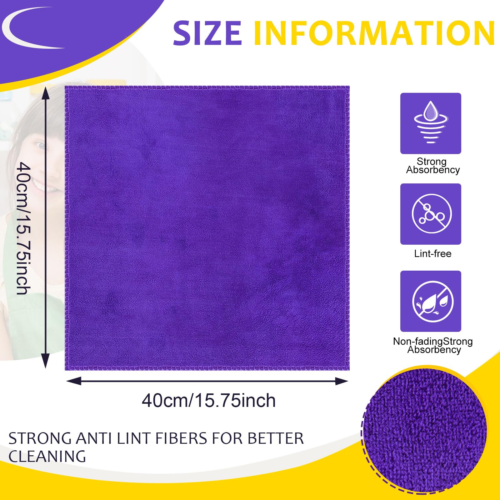 Microfiber Cleaning Cloths for Cars 16 x 16 Inch Ultra Absorbent Car Towels Drying Reusable Cleaning Supplies House Kitchen Window Microfiber Towel (120 Count)
