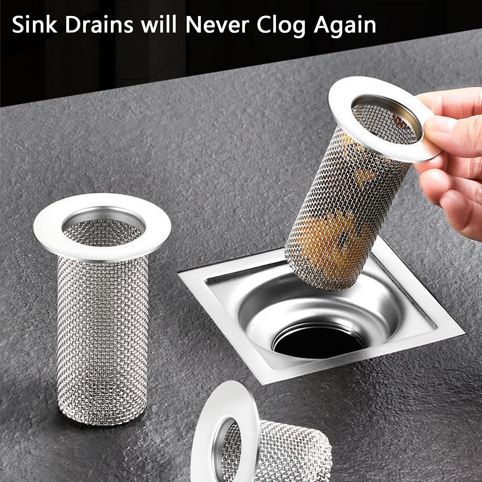 Bathroom Sink Drain Strainer Stainless Steel (2 Count)
