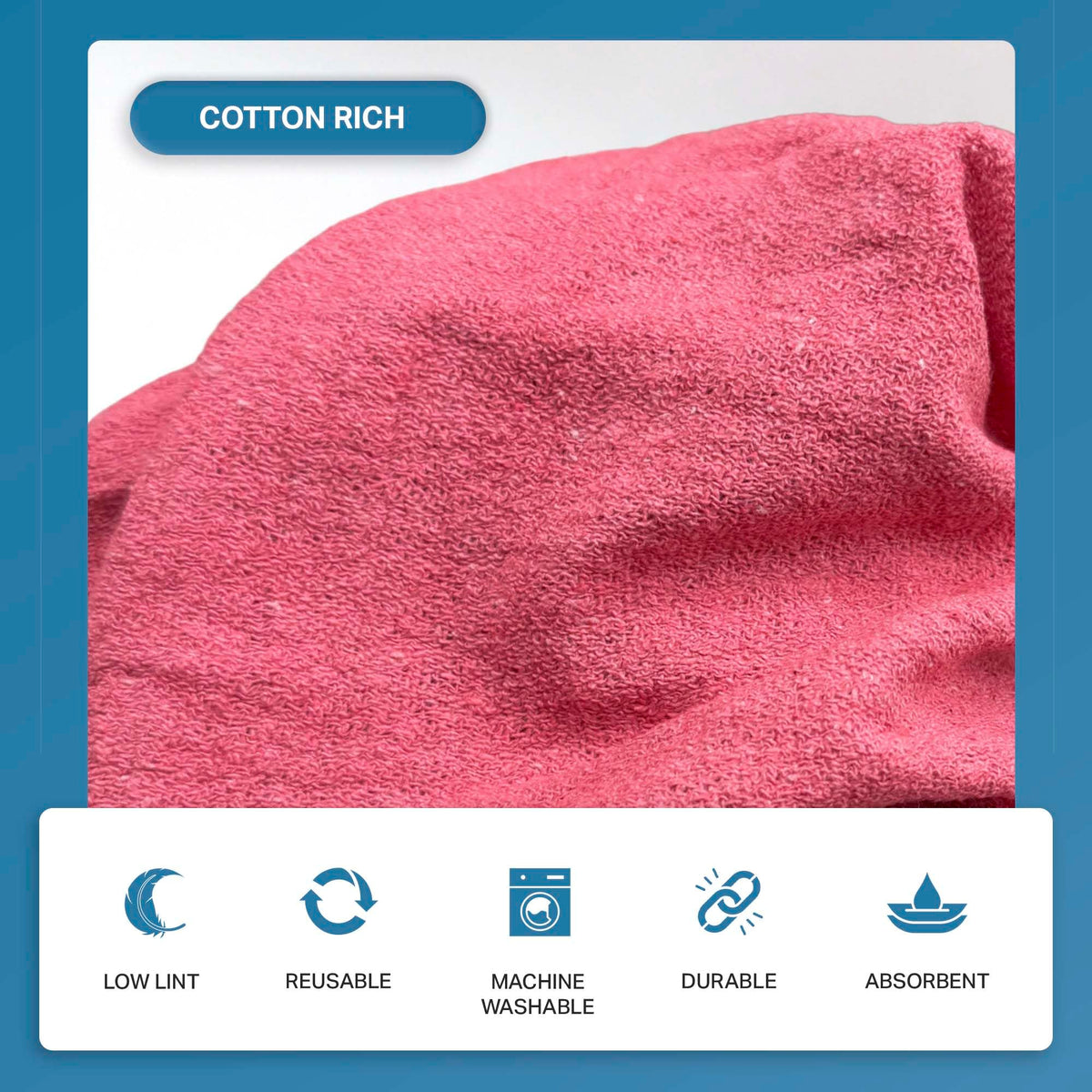 Angel-in-Armor Red Shop Towels (14”x14”) – 500 Unit Box of Lint-Free Cotton Shop Towel Cleaning Rags – Durable Shop Rags for Auto, Garage, Industrial, and Commercial Use (500 Count)