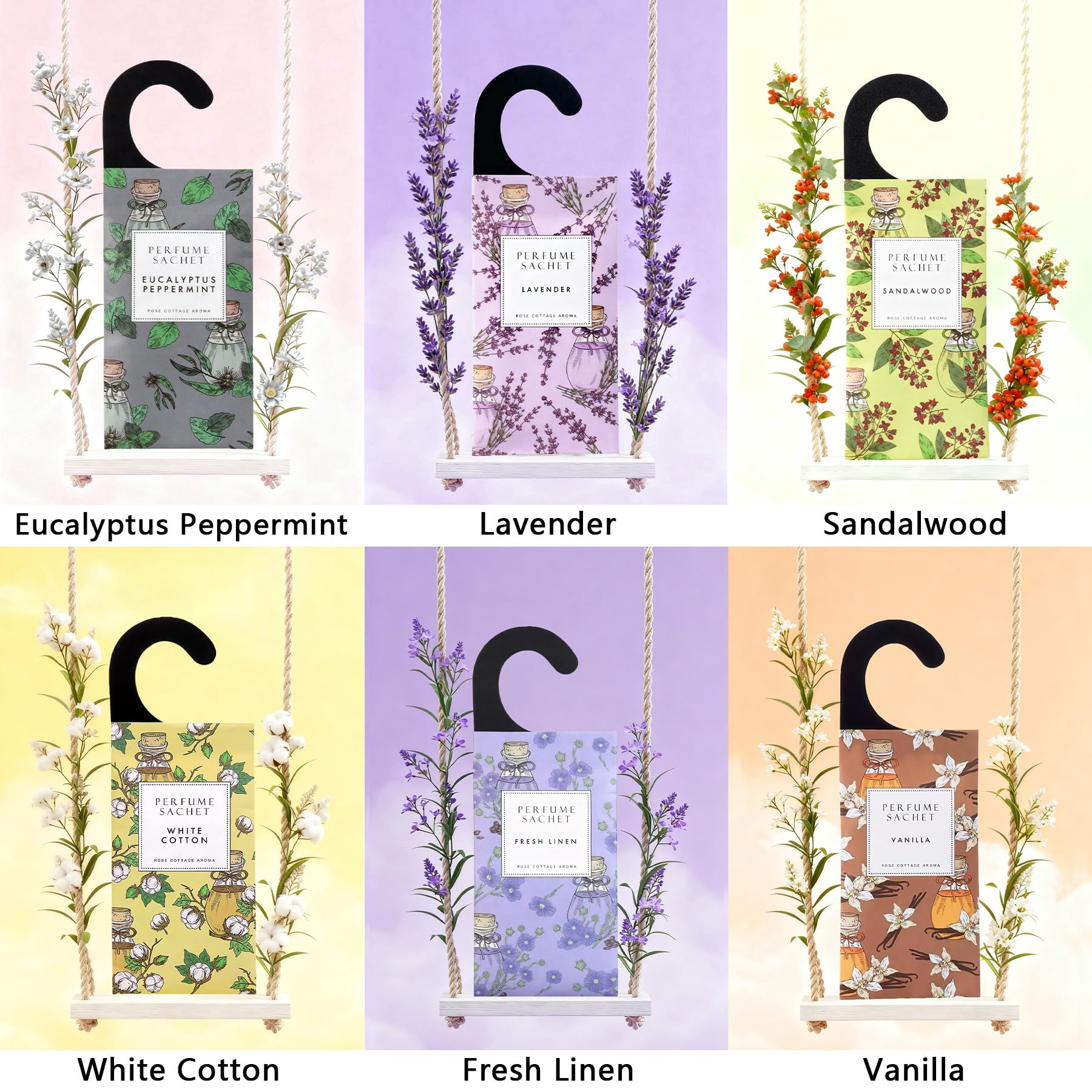 Large 12 Packs Closet Deodorizer Freshener Closet Air Freshener Home Scented Sachets Room Freshener Scents Air Freshener Closet Odor Eliminator 4 Scents Floral (12 Count)