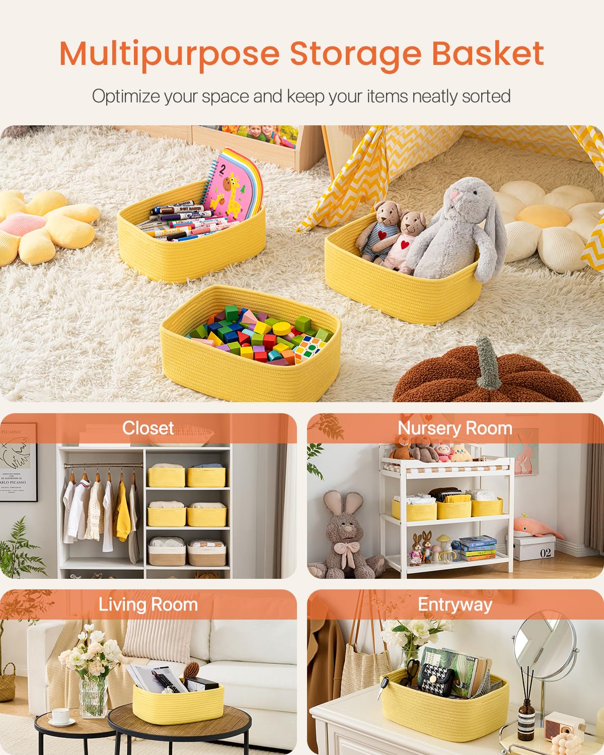 Small Woven Storage Basket for Organizing (3 Count)