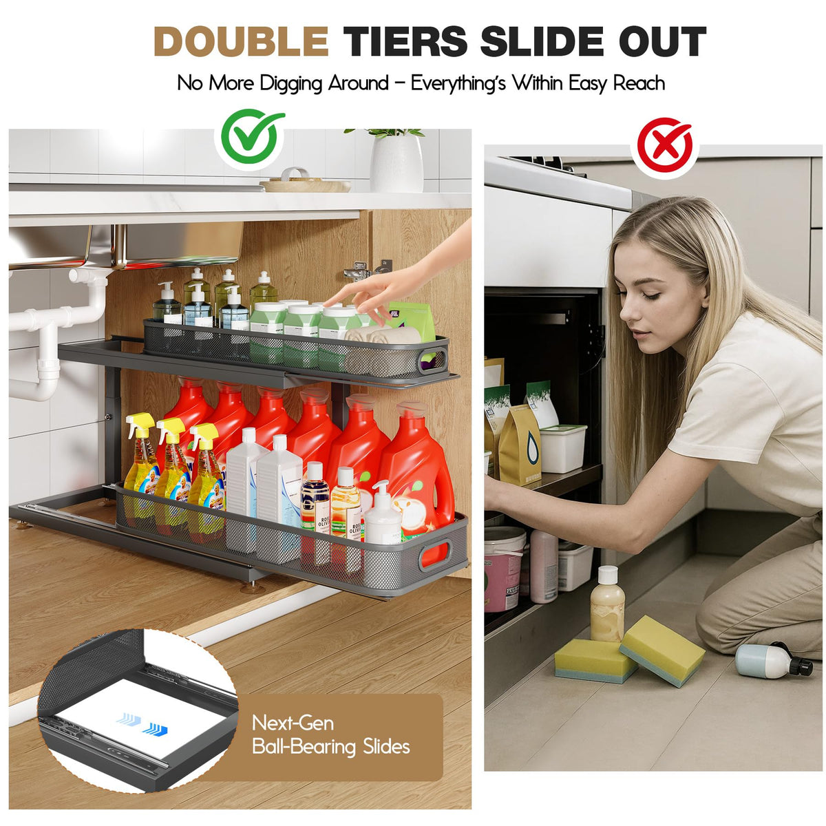 2 Pack 21.3 IN Depth Under Sink Organizer With Next (2 Count)