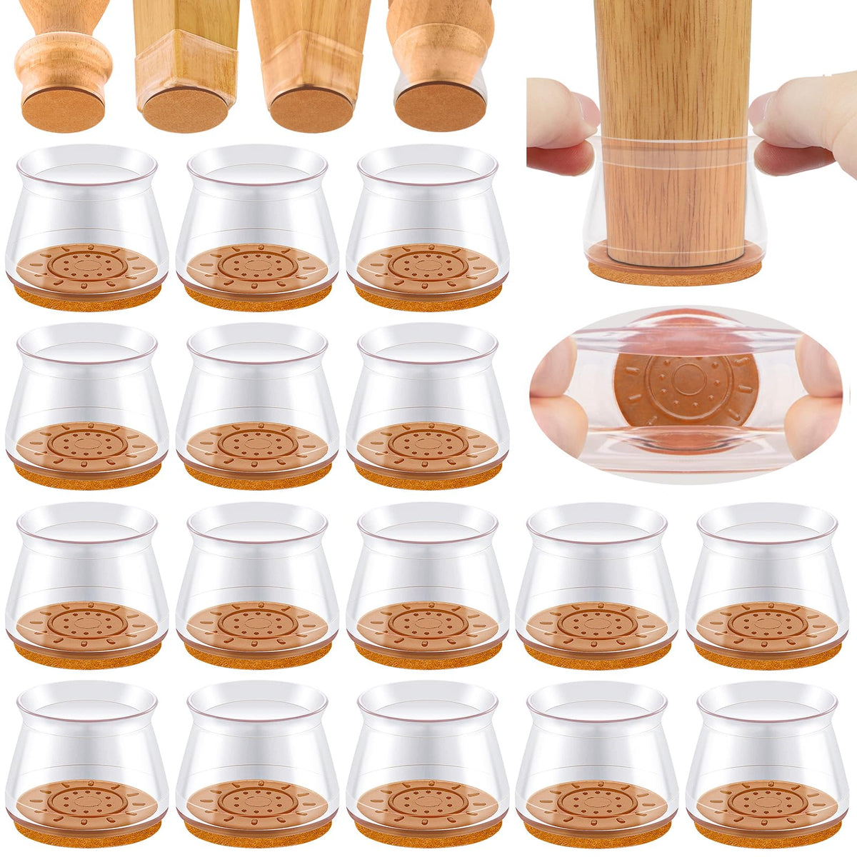 24 Pcs Extra Large Round Silicone Chair Leg Floor Protectors (24 Count)