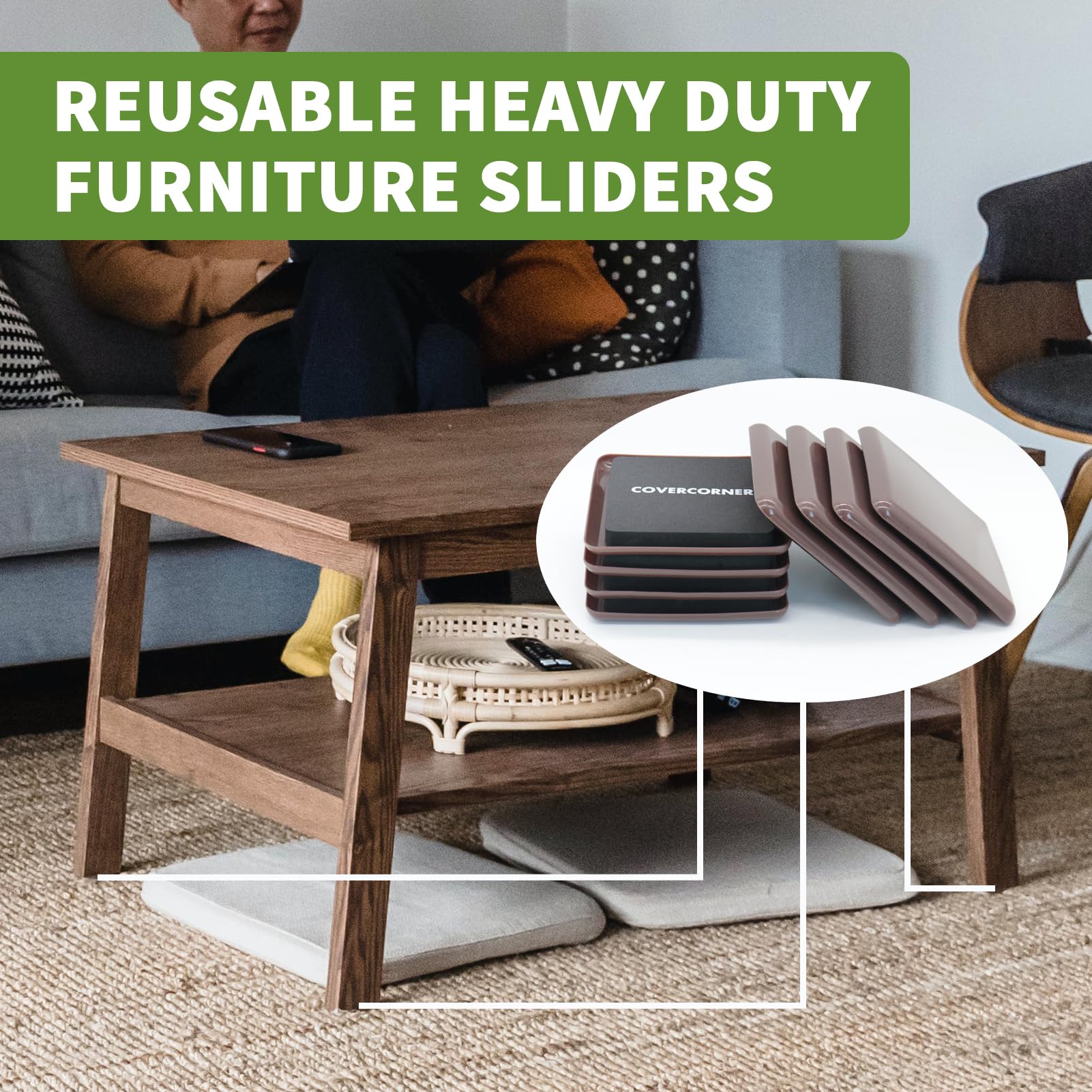Furniture Sliders for Carpet 8 PCS (8 Count)