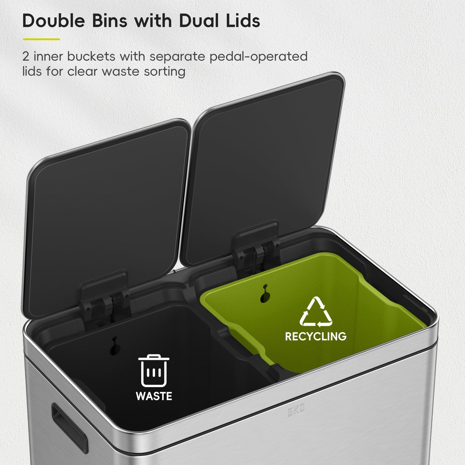 Edison Dual Trash Can for Recycling and Trash
