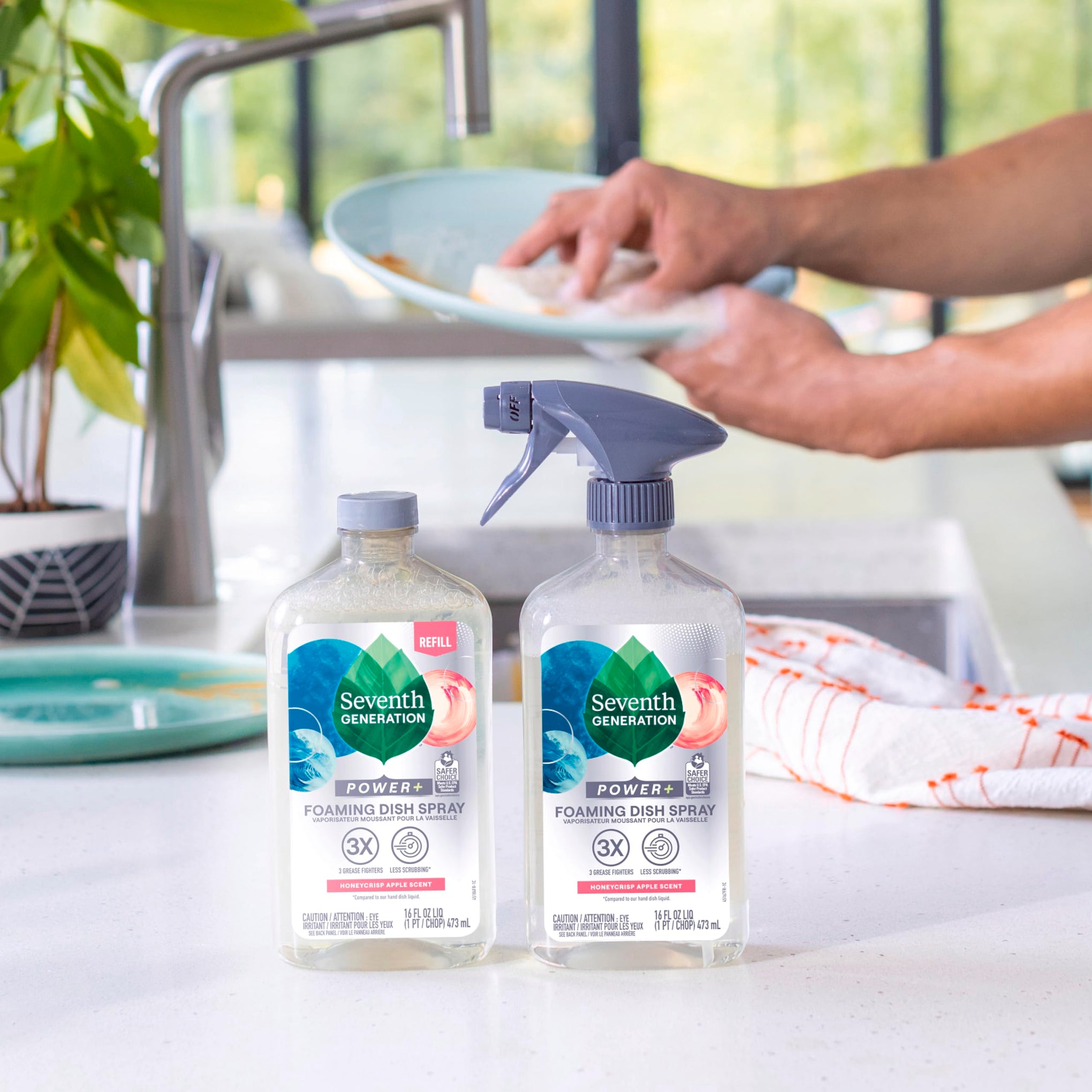 Power+ Foaming Dish Spray Dishwashing soap Honey Crisp Apple Cuts Grease 16 oz (16 Fl Oz)