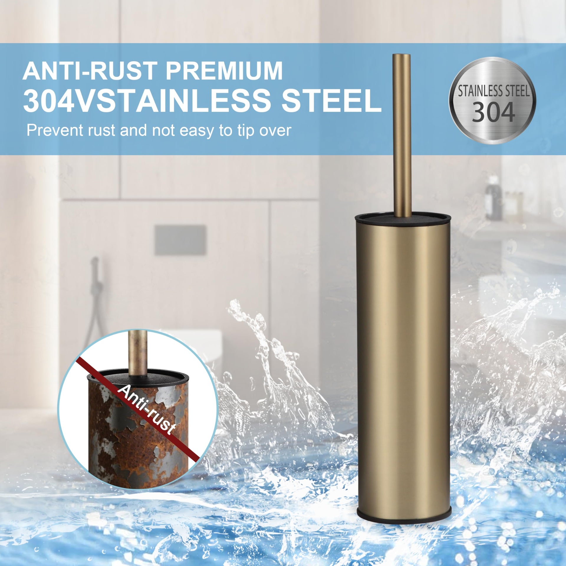 Brushed Gold Toilet Brush and Holder