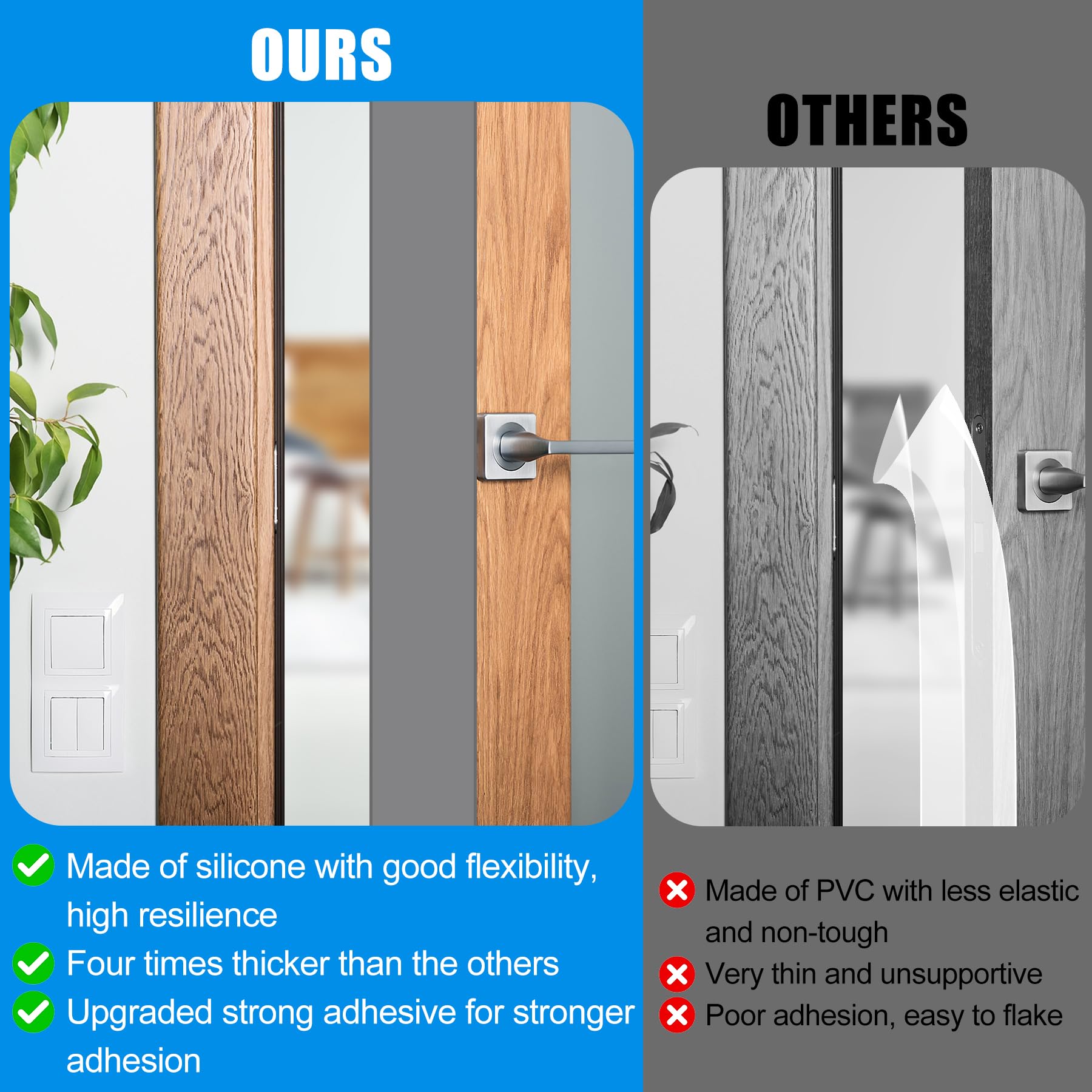 Draft Seal Tape for Doors and Windows 1 in x 20 Ft Silicone Weather Stripping Extra Thick 2mm Door Seal Strip with Strong Adhesive Draft Insulation Stopper Side Seal