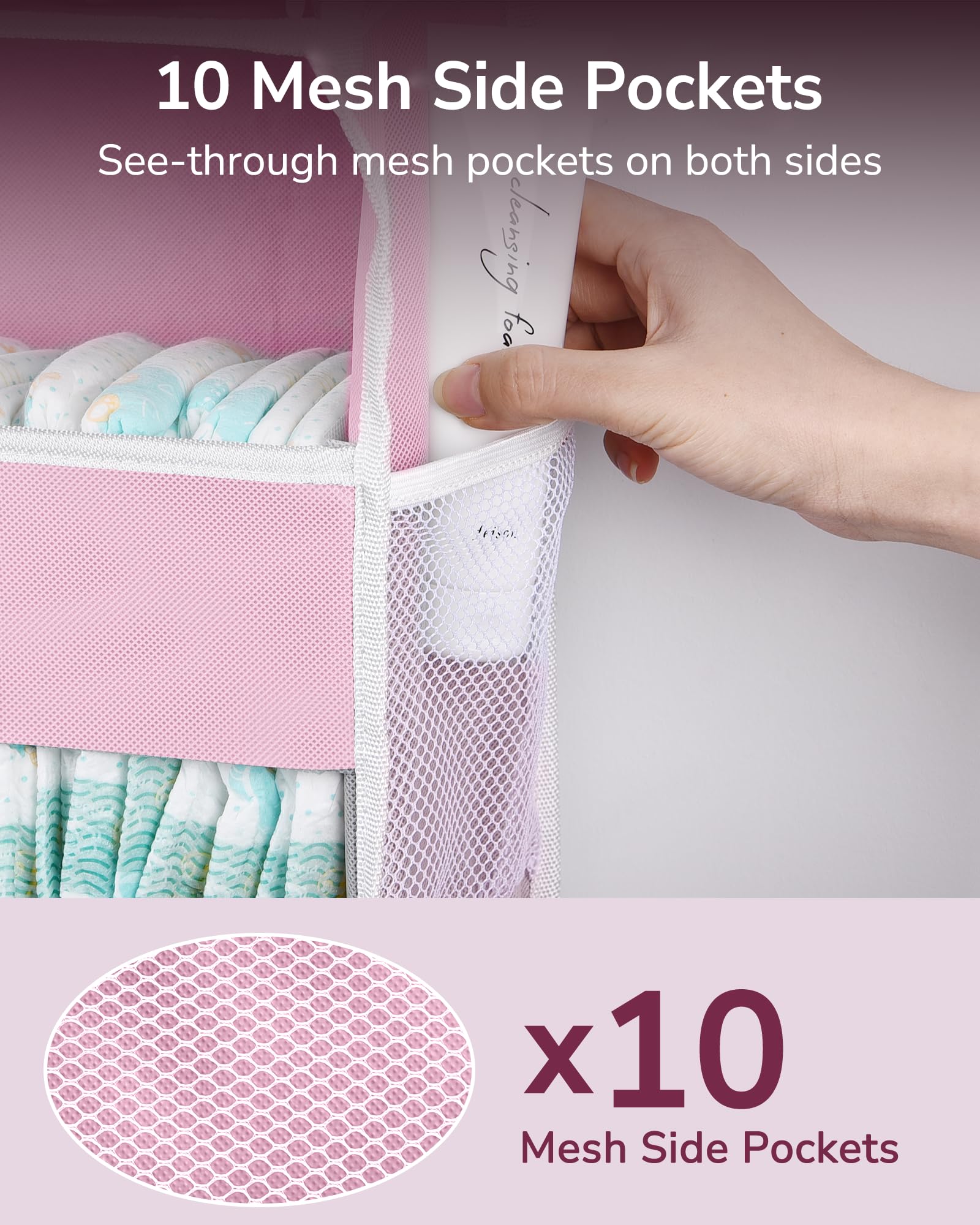 1 Pack Over Door Organizer with 5 Large Pockets 10 Mesh Side Pockets
