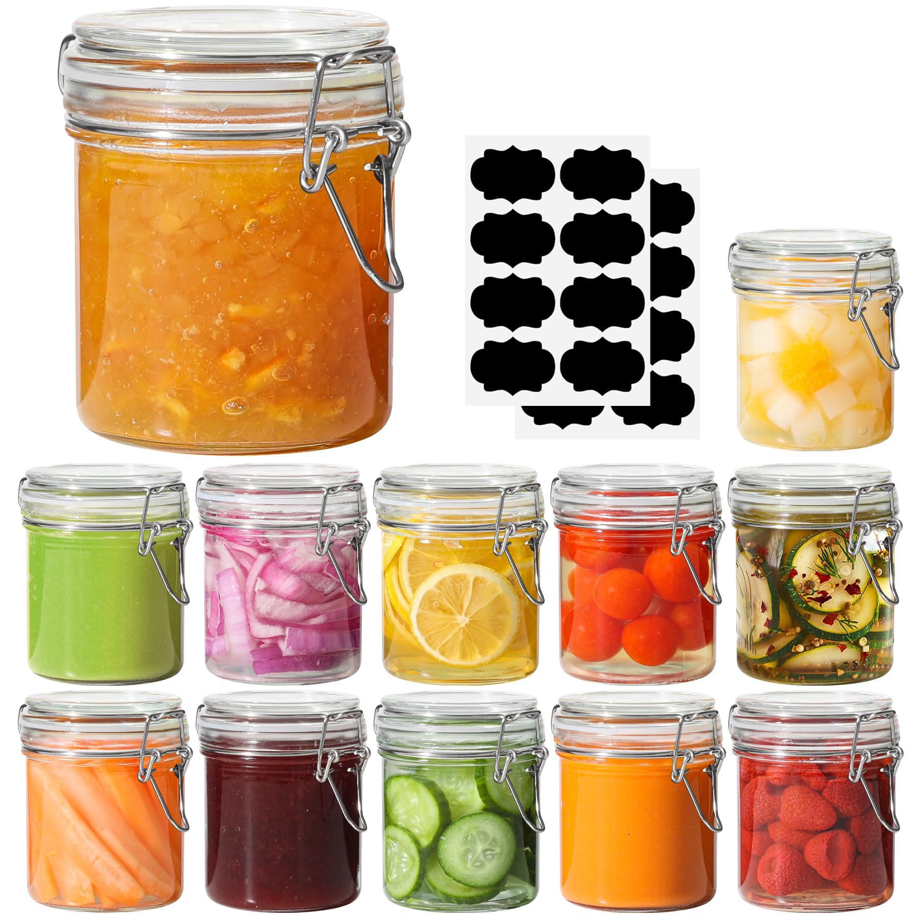 Small 8 oz Glass Jars with Airtight Lids 12 Pack Jam Pantry (12 Count)