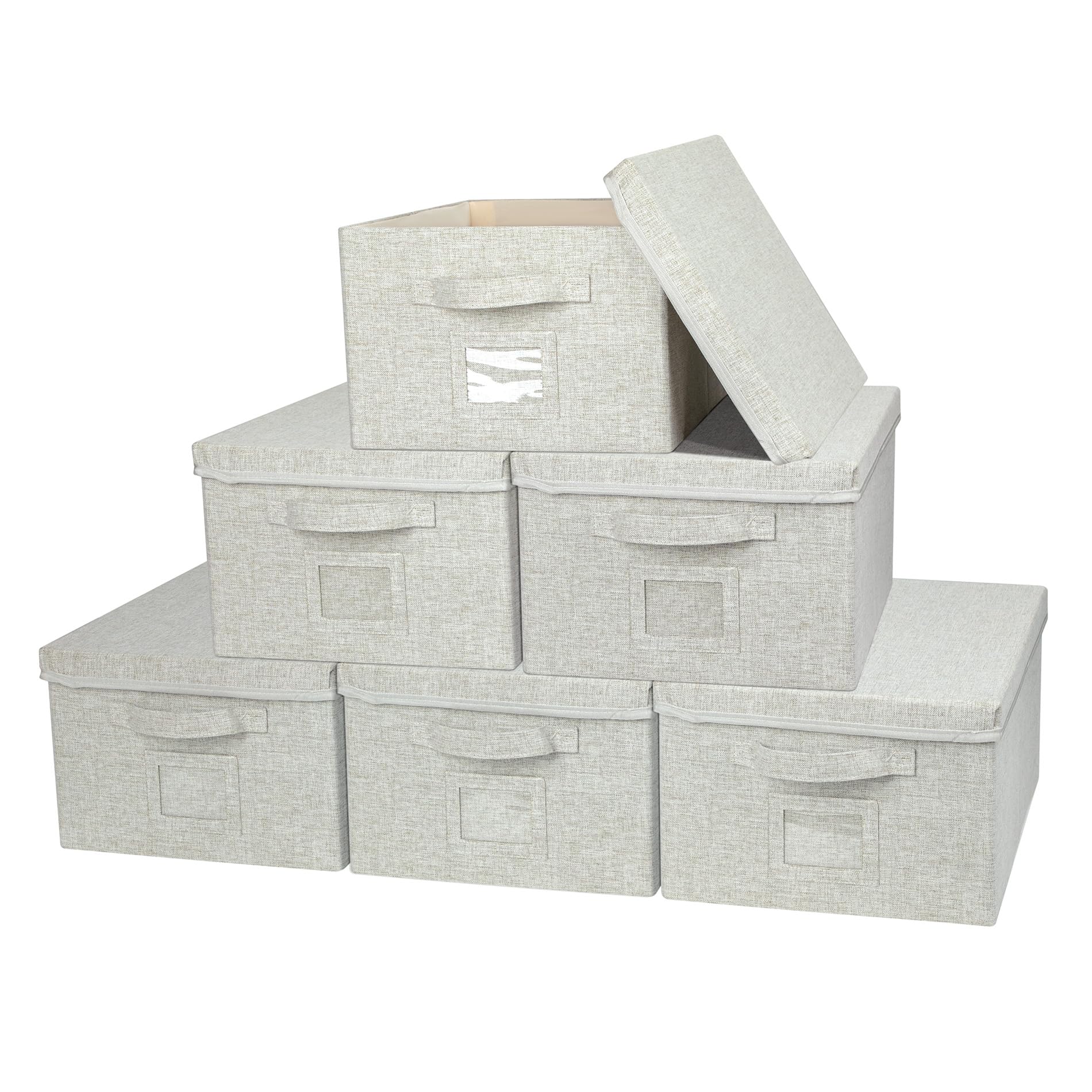 Storage Bins With Lids Closet Organizer Cabinet Box For Clothes (6 Count)