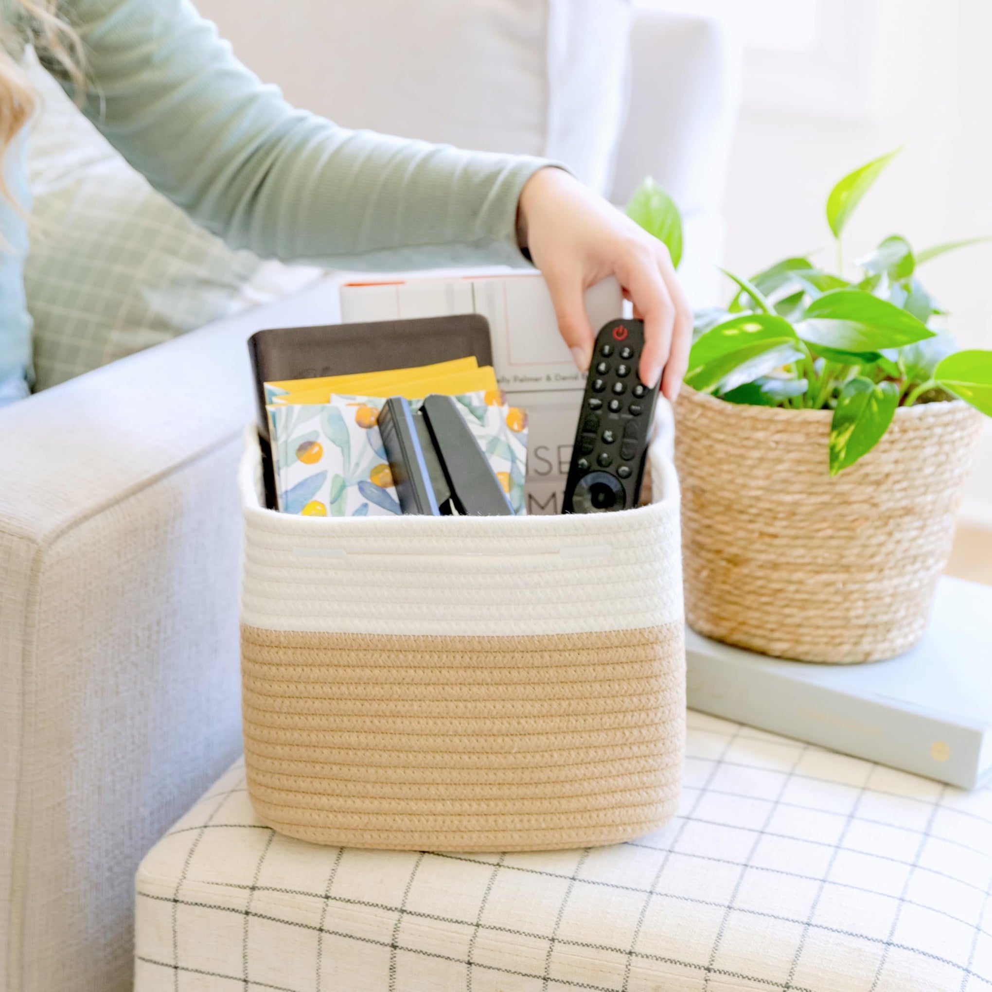 Storage Cubes 9”x9”x7”Cotton Rope Woven Baskets for Organizing 3 (3 Count)