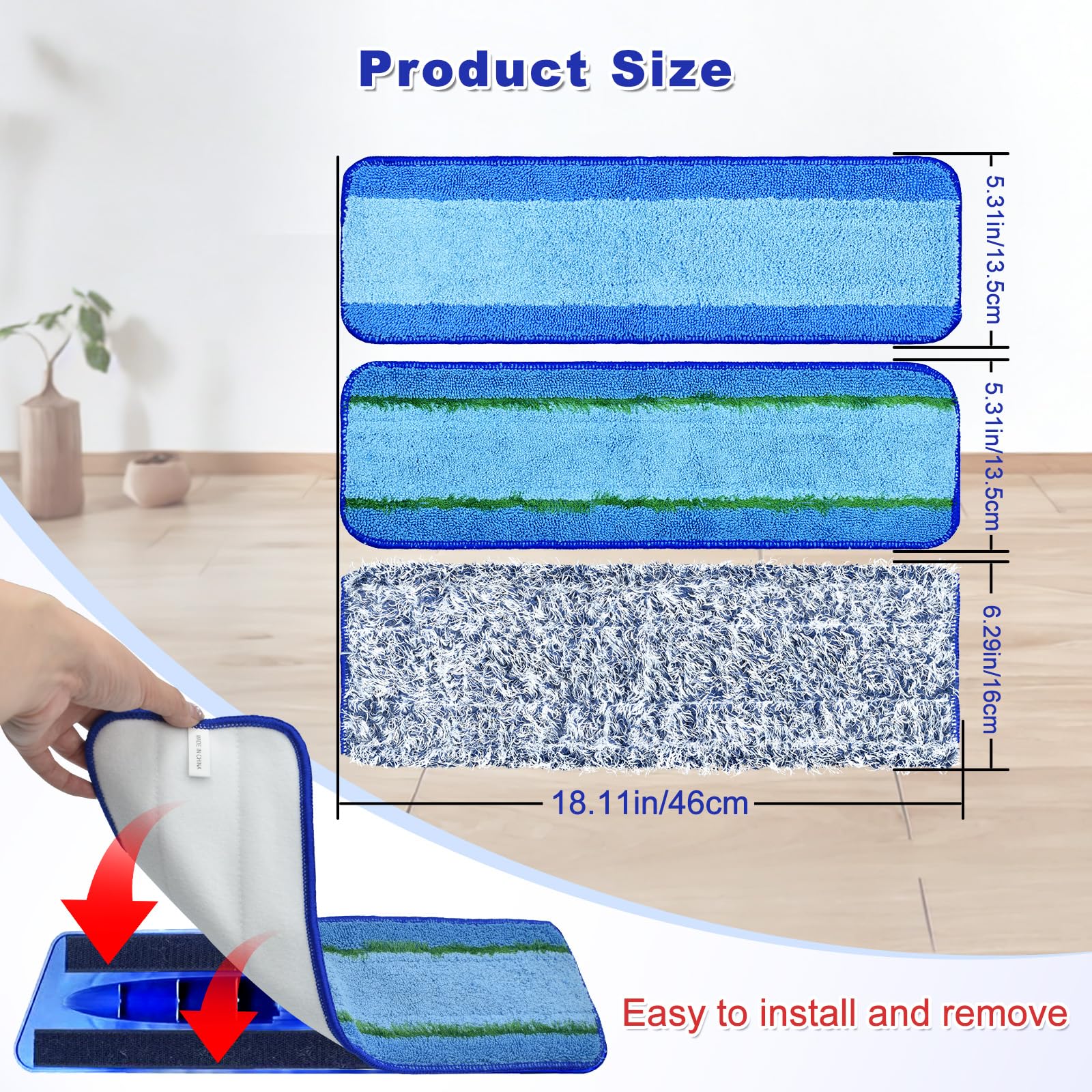 6 Pack Microfiber Cleaning Replacement Pad for Bona Mop (6 Count)