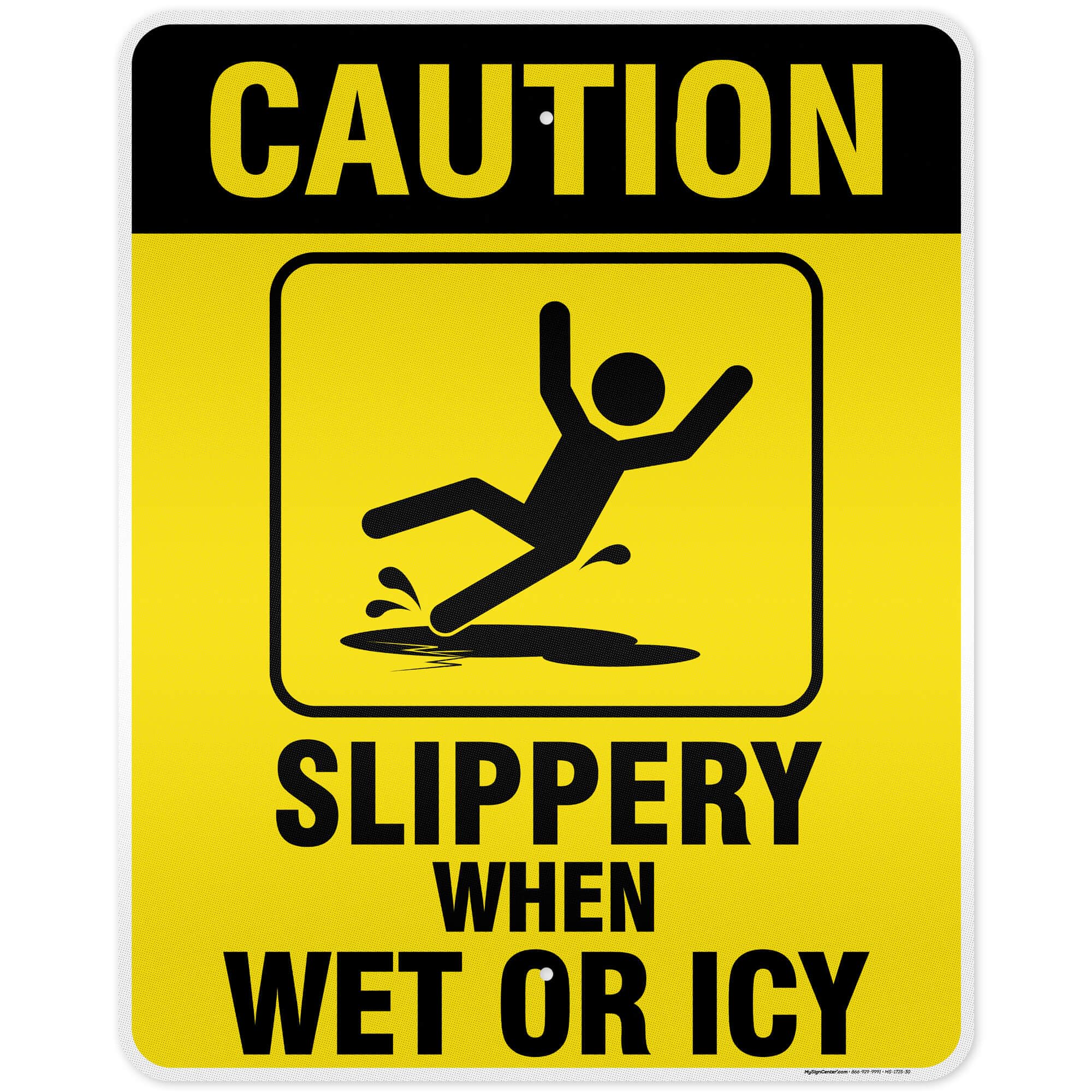 Caution Slippery When Wet Sign or ICY Sign