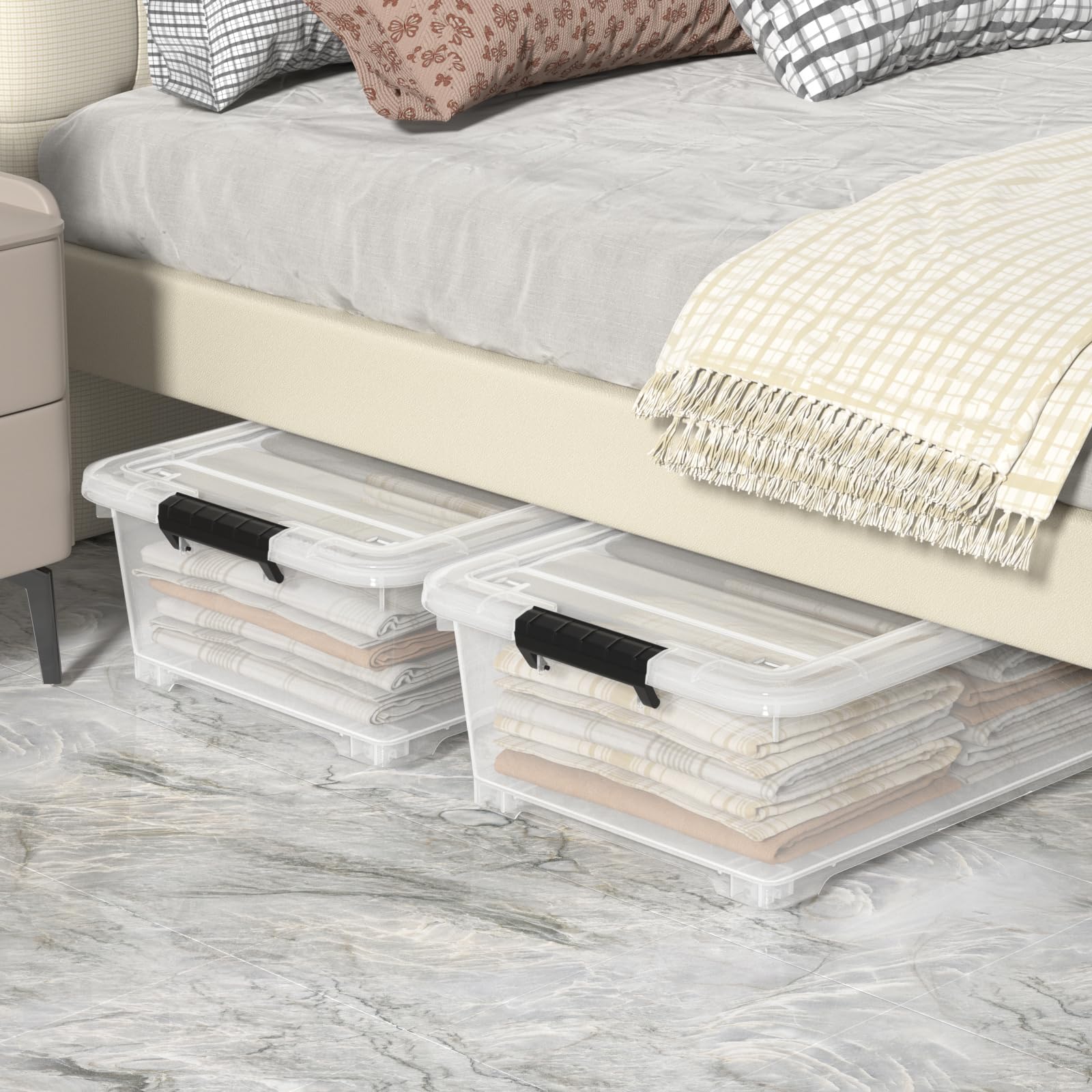 Under Bed Storage Bins with Lids and Wheels (4 Count)