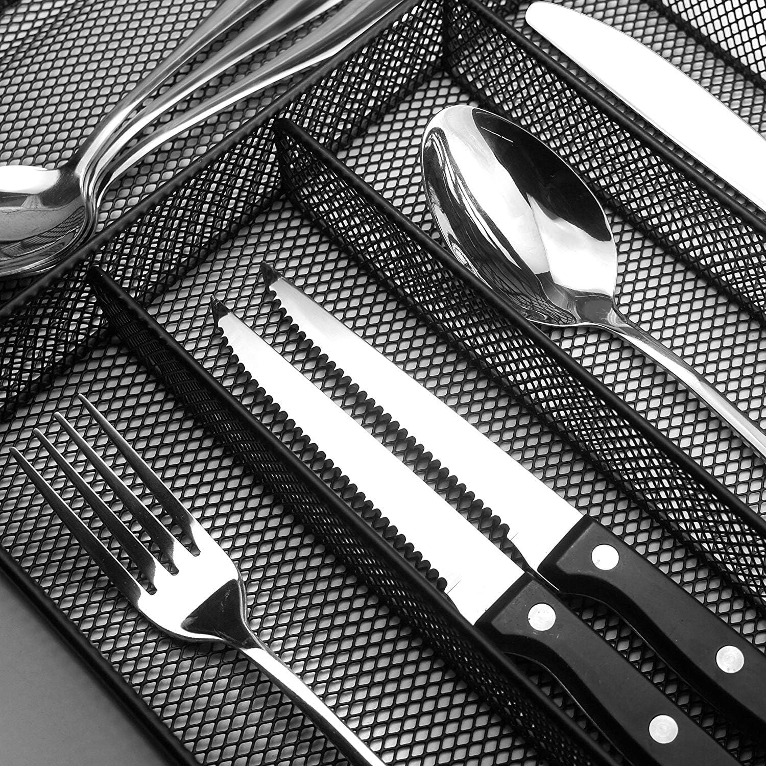 mesh silverware tray for drawer