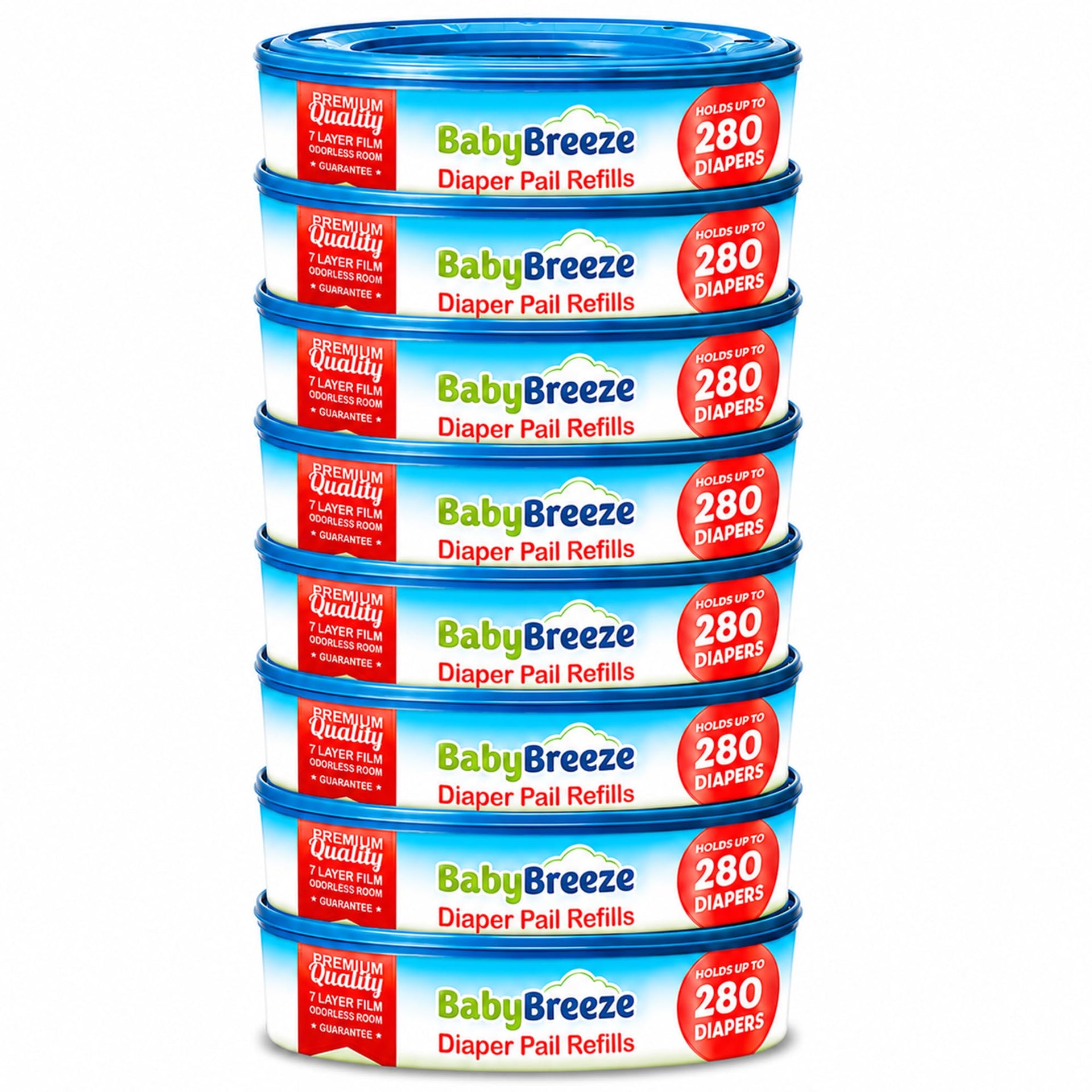 Diaper Pail Refill Bags Compatible with Playtex Diaper Genie Pails Odor Absorbing Diaper Disposal Trash Bags (8 Count)