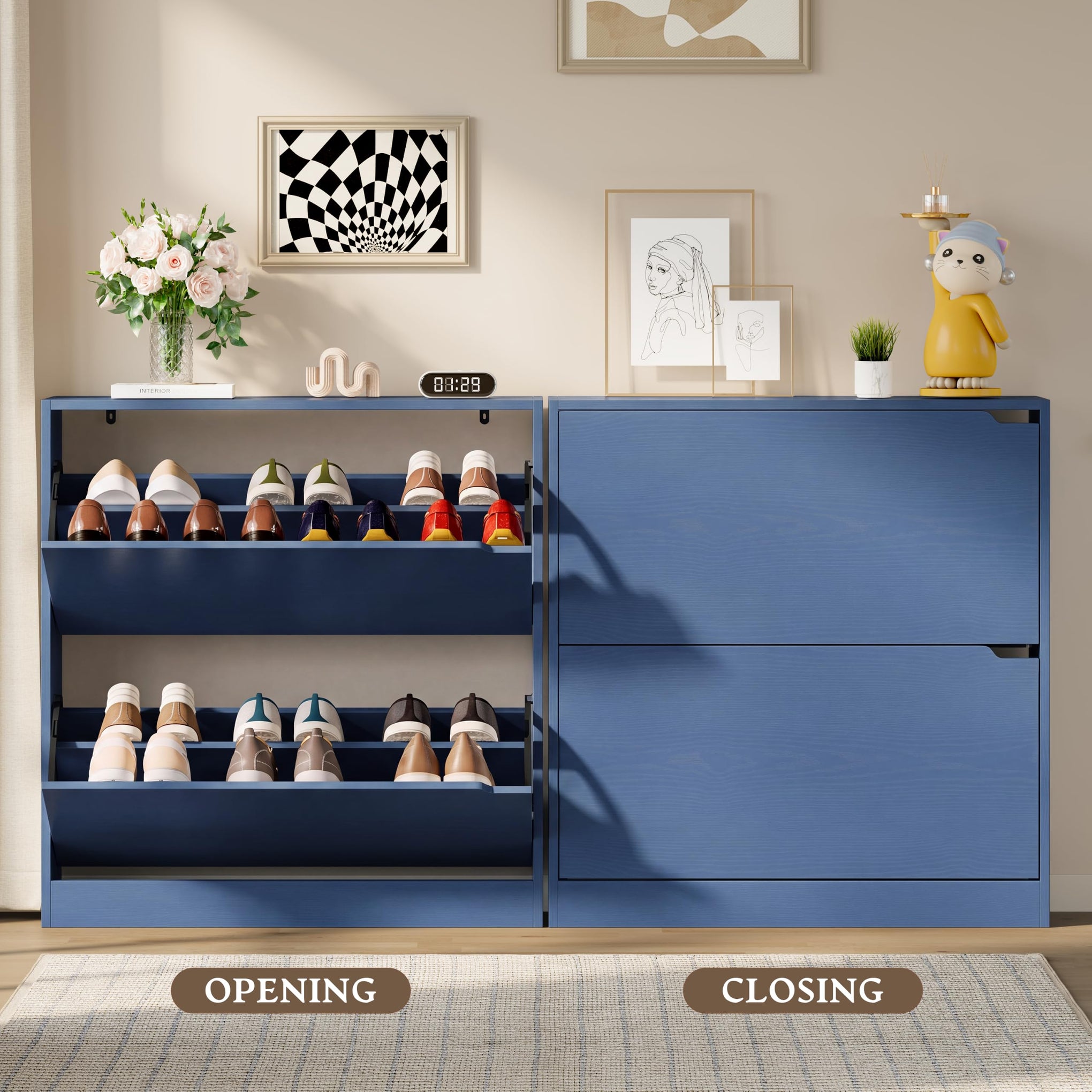 Shoe Cabinet with 2 Flip Drawers