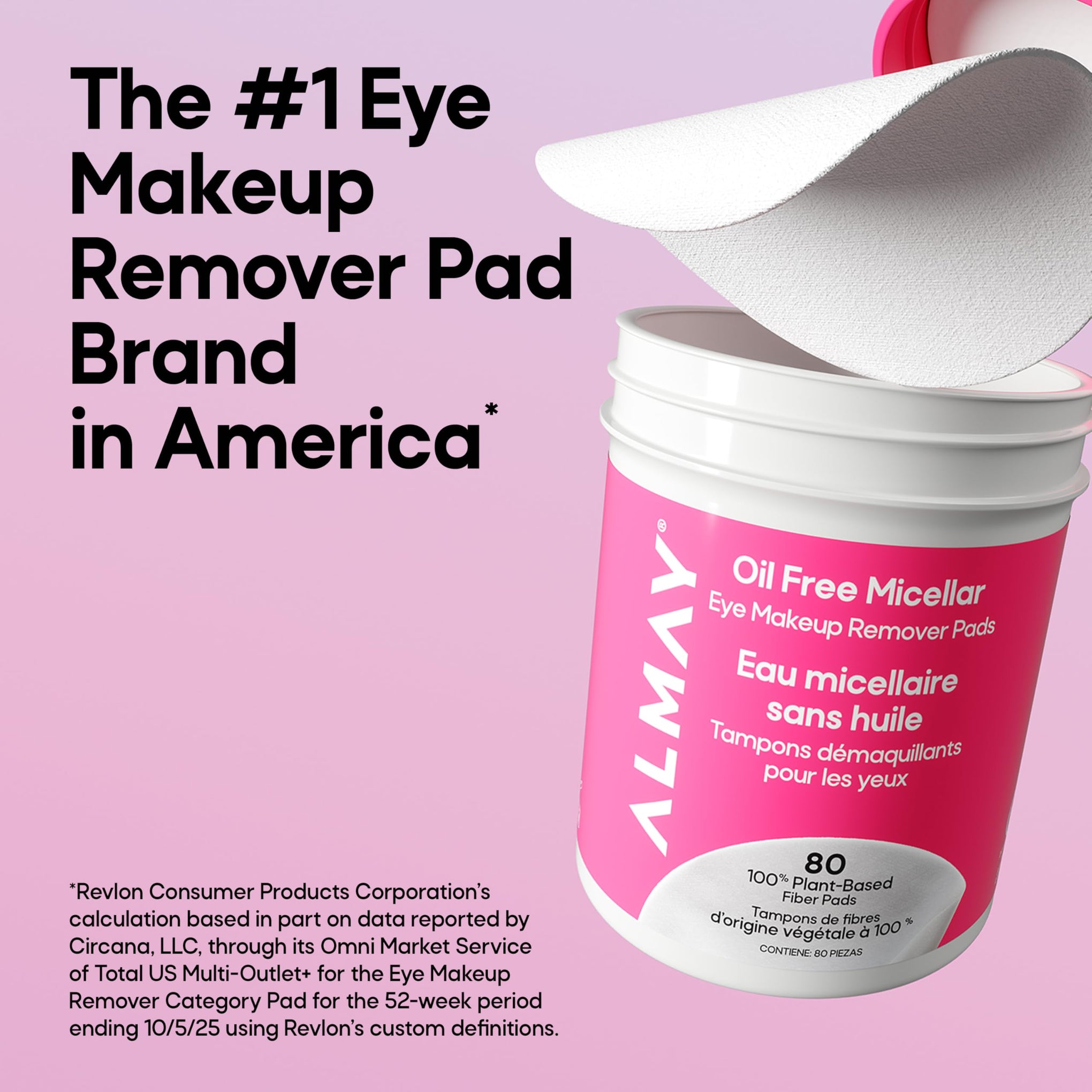 Oil Free Micellar Eye Makeup Remover Pads (120 Count)