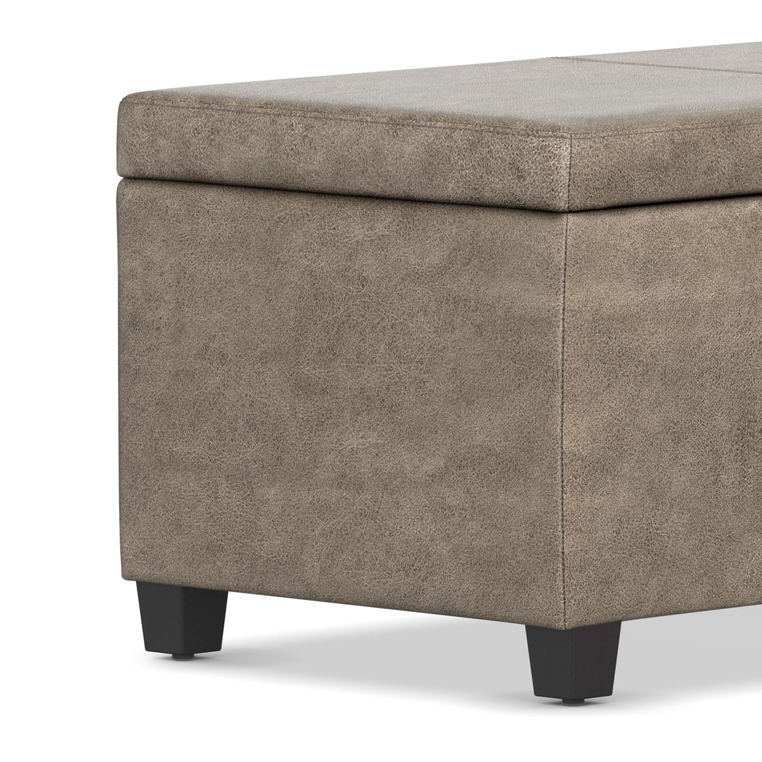 Avalon 48" Wide Vegan Leather Storage Ottoman in Grey Brown