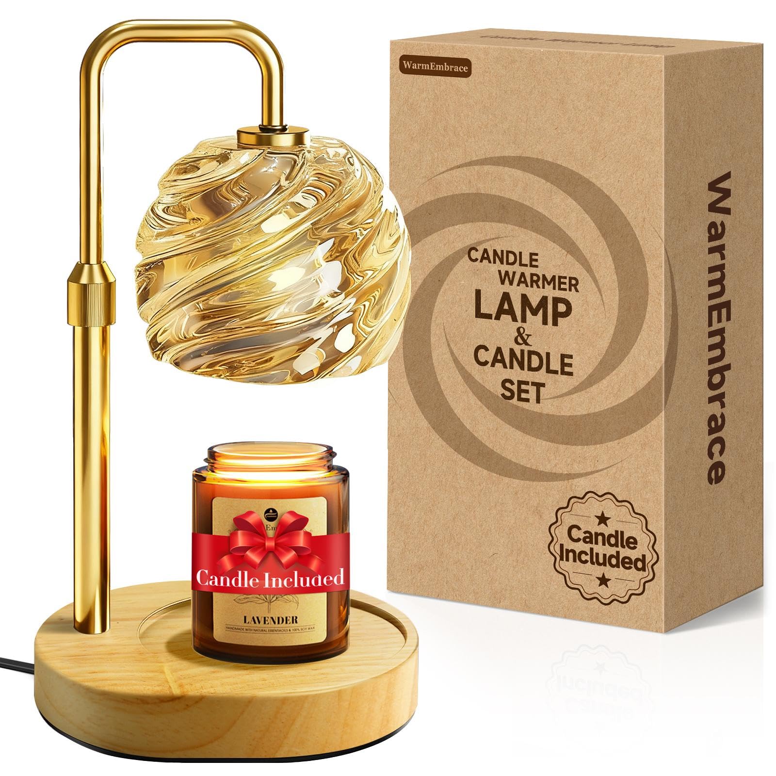 Candle Warmer Lamp with Lavender Candle Set Glod