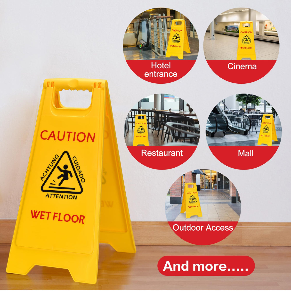MATTHEW CLEANING 25'' Industrial Wet Floor Sign 3 Pack 2 (3 Count)