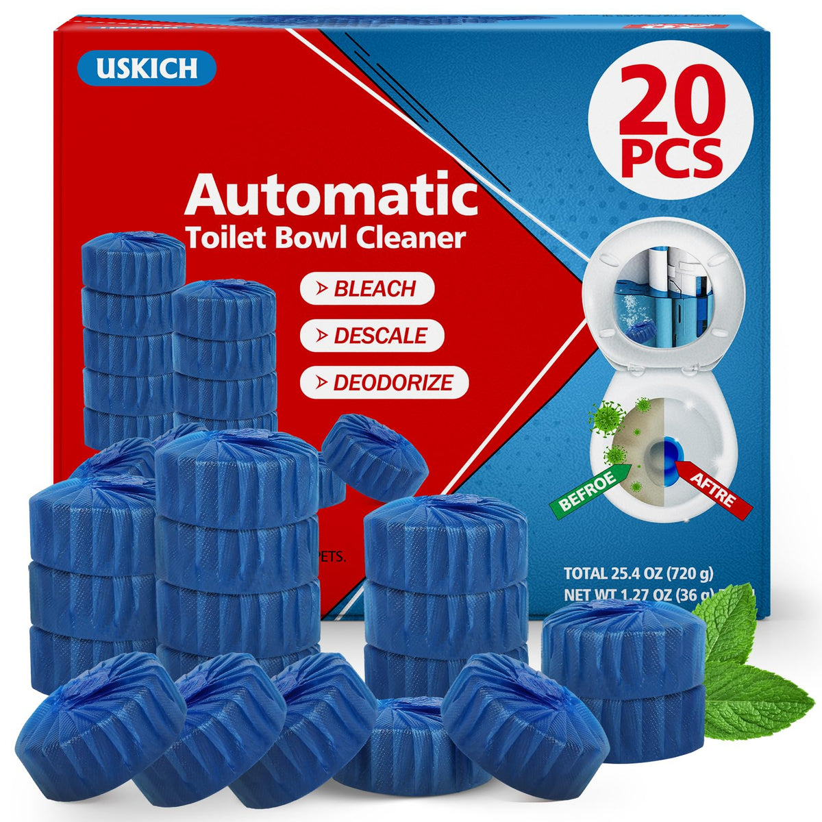 20 Pack Toilet Bowl Cleaner Tablets (20 Count)