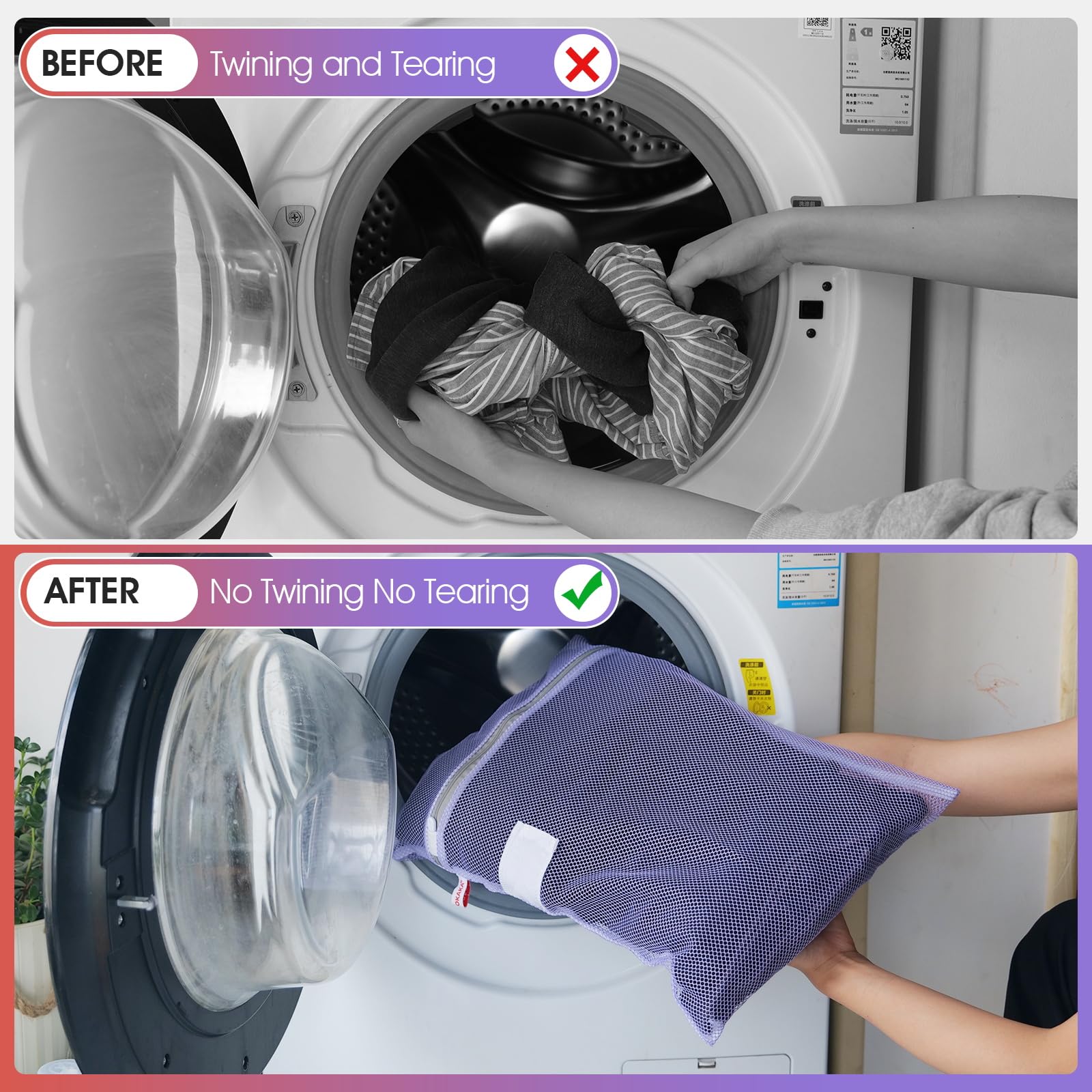5 Pack Mesh Laundry Bags with ID Label (5 Count)