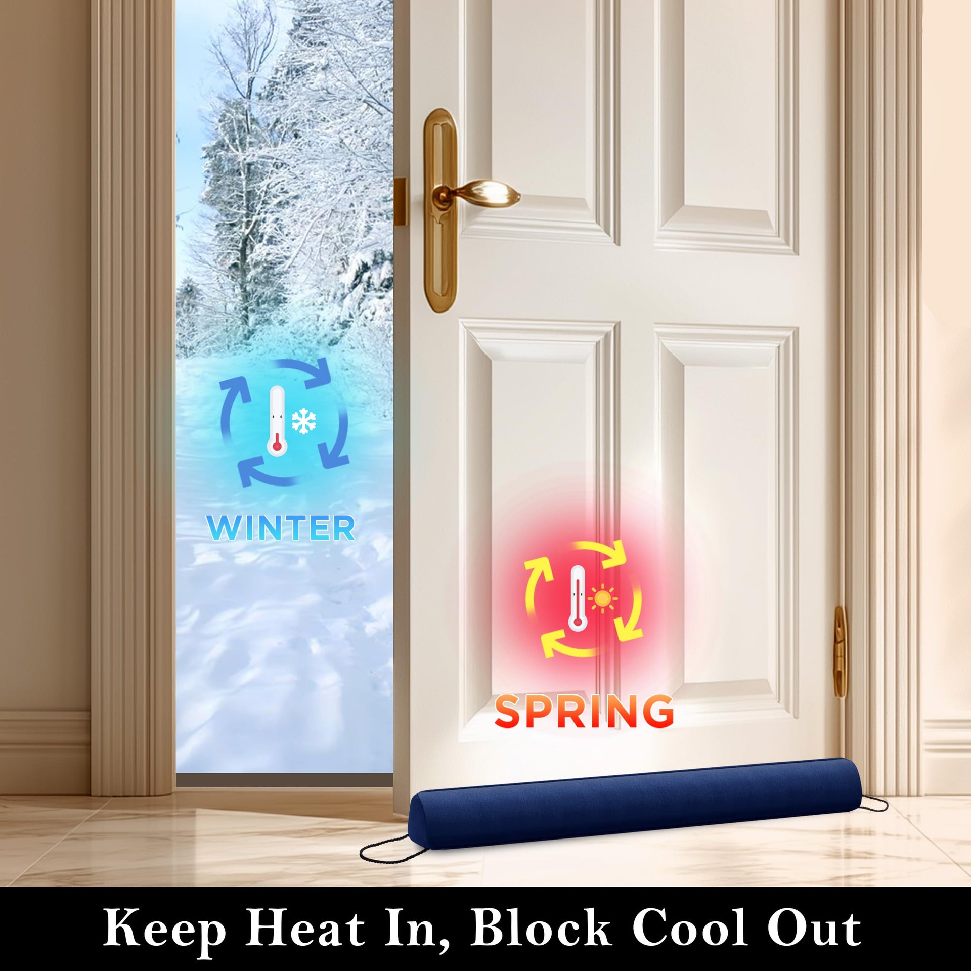 Door Draft Stopper with Removable Washable Cover