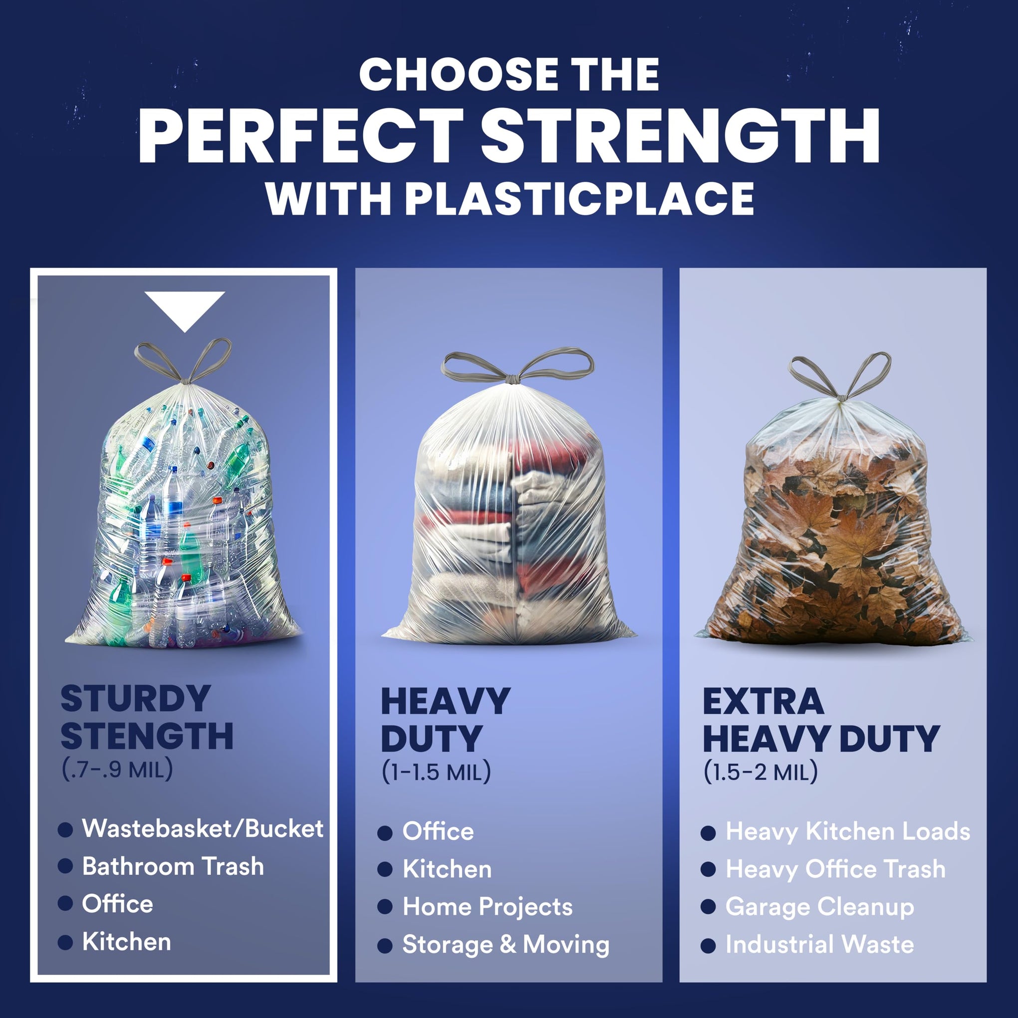 32 33 Gallon Recycling Bags │ 0.9 Mil │ Clear Drawstring Garbage Can Liners │ 33" x 38" (100 Count)