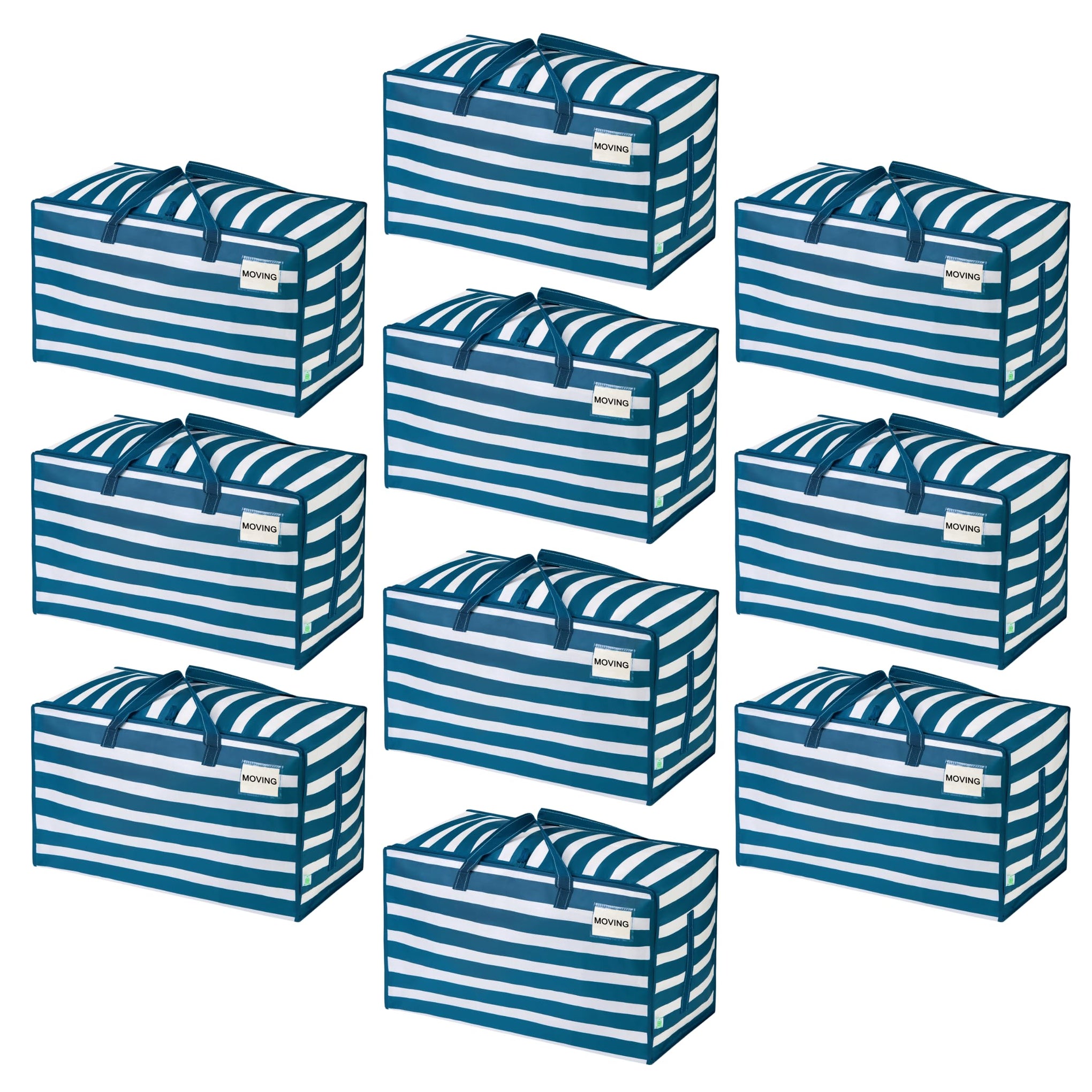 10 Pack Extra Large Heavy Duty Moving Bags with Wide Opening & Reinforced Handles (10 Count)