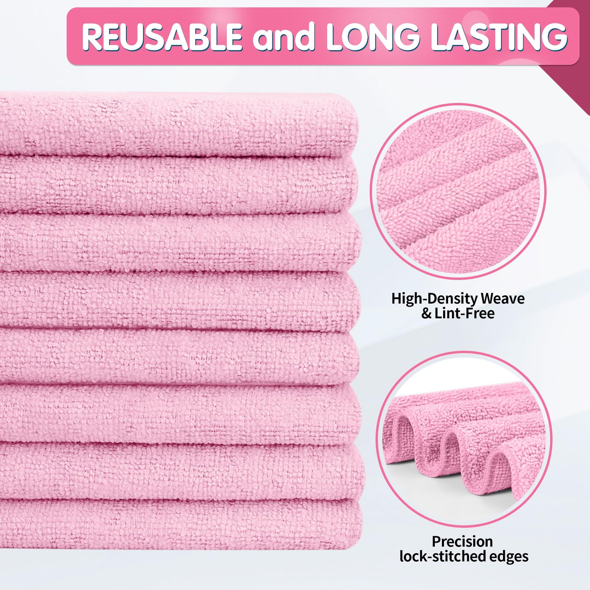 Pink Microfiber Cleaning Cloth (12 Count)